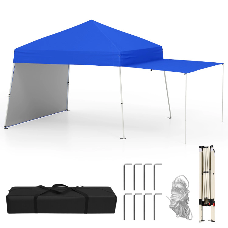Hivvago 14 x 9.2 Feet Pop up Canopy Tent with 2 Convertible Sidewalls to Awning and Stakes