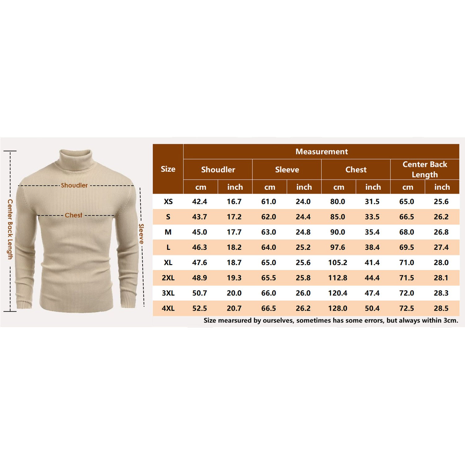 COOFANDY Men's Slim Fit Long Sleeve Turtleneck Sweater