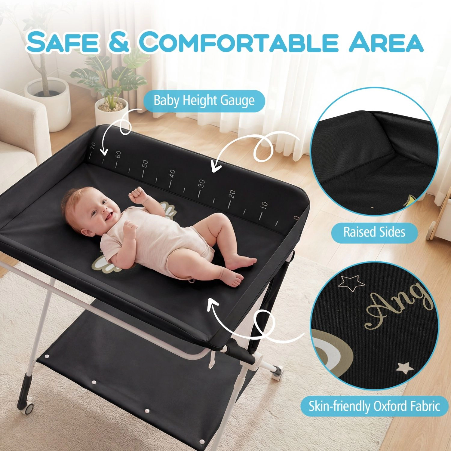 SlickBlue Adjustable Diaper Changing Station with Storage Shelf and Organizer