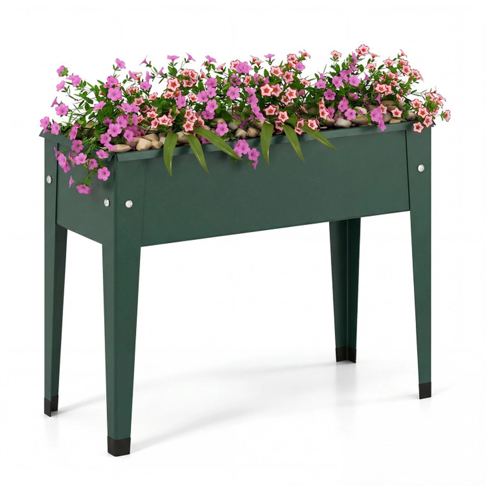 SUGIFT 44-lb Capacity 24-in Green Metal Elevated Raised Garden Bed with Legs Rolled Edges and Drainage Hole