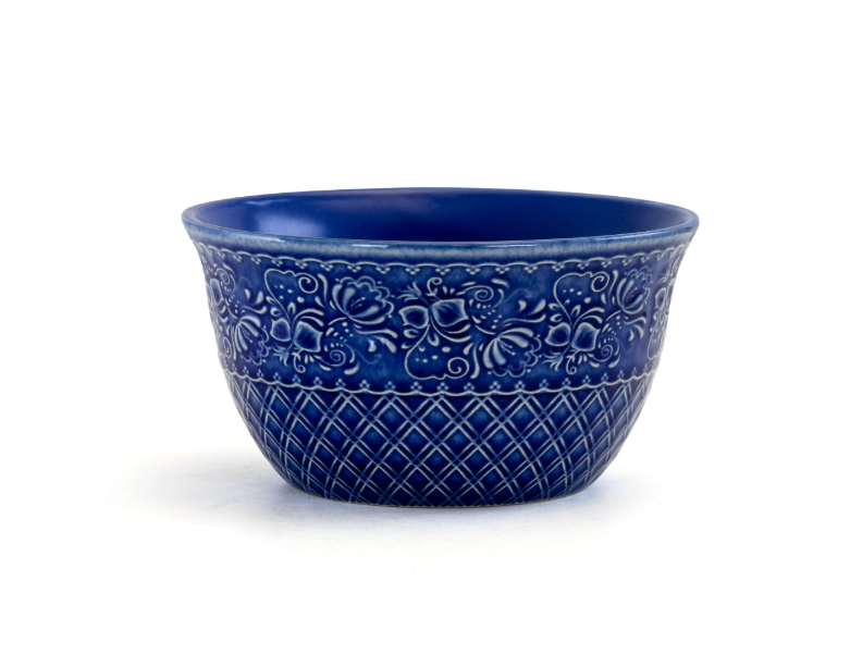 Elama Indigo Lotus Unisex 16-Piece Square Stoneware Dinnerware Set