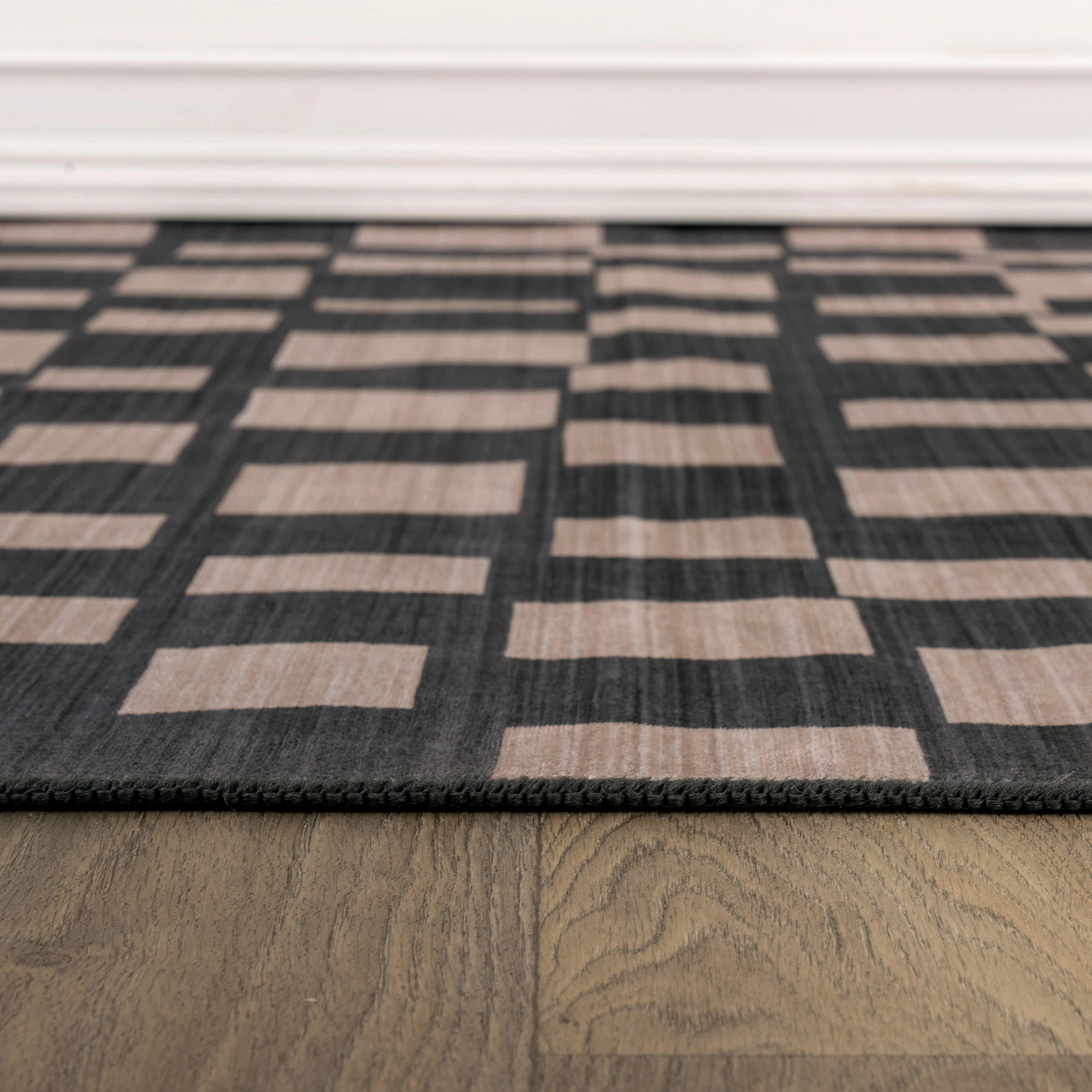 World Rug Gallery Checkered Block Machine Washable Indoor Area Rug