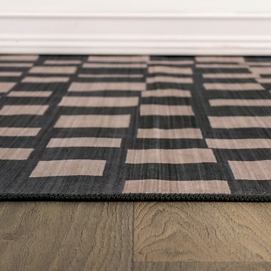 World Rug Gallery Checkered Block Machine Washable Indoor Area Rug
