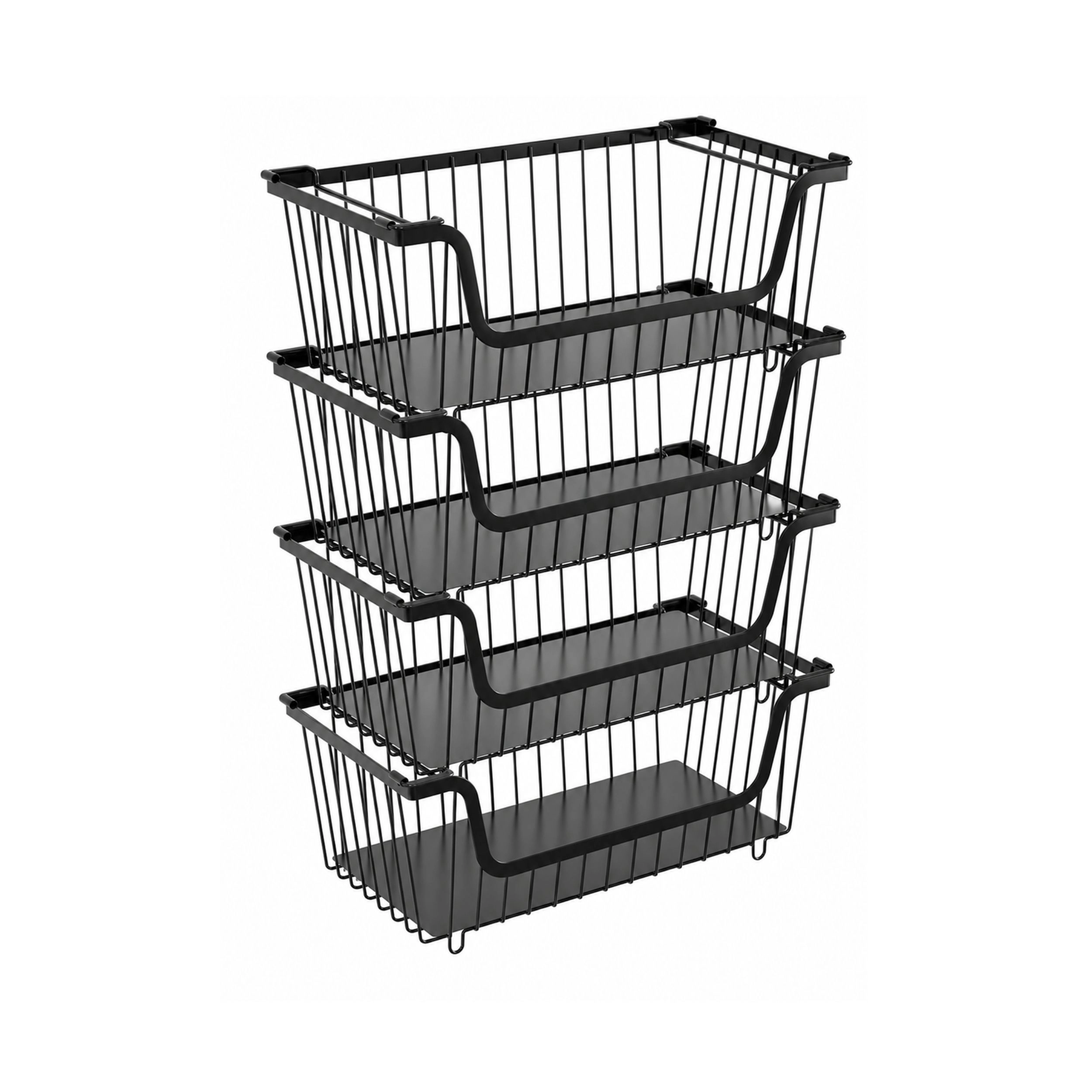 Stock Preferred Pack of 4 Stackable Wire Pantry Storage Basket Organizer Set