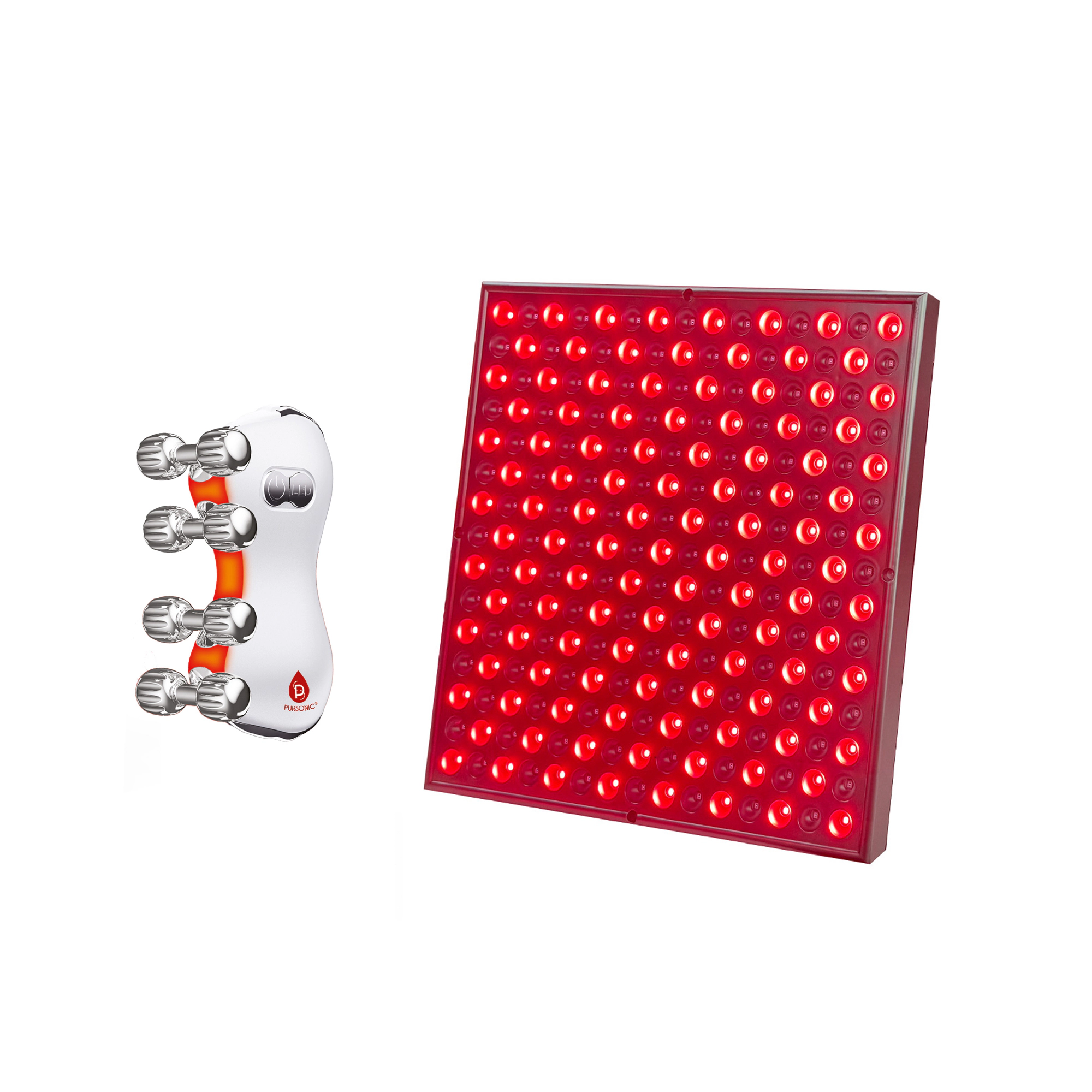 Pursonic Unisex Advanced Skincare 5-in-1 LED Light Therapy Skin Roller Massager & LED Red Light Therapy Panel