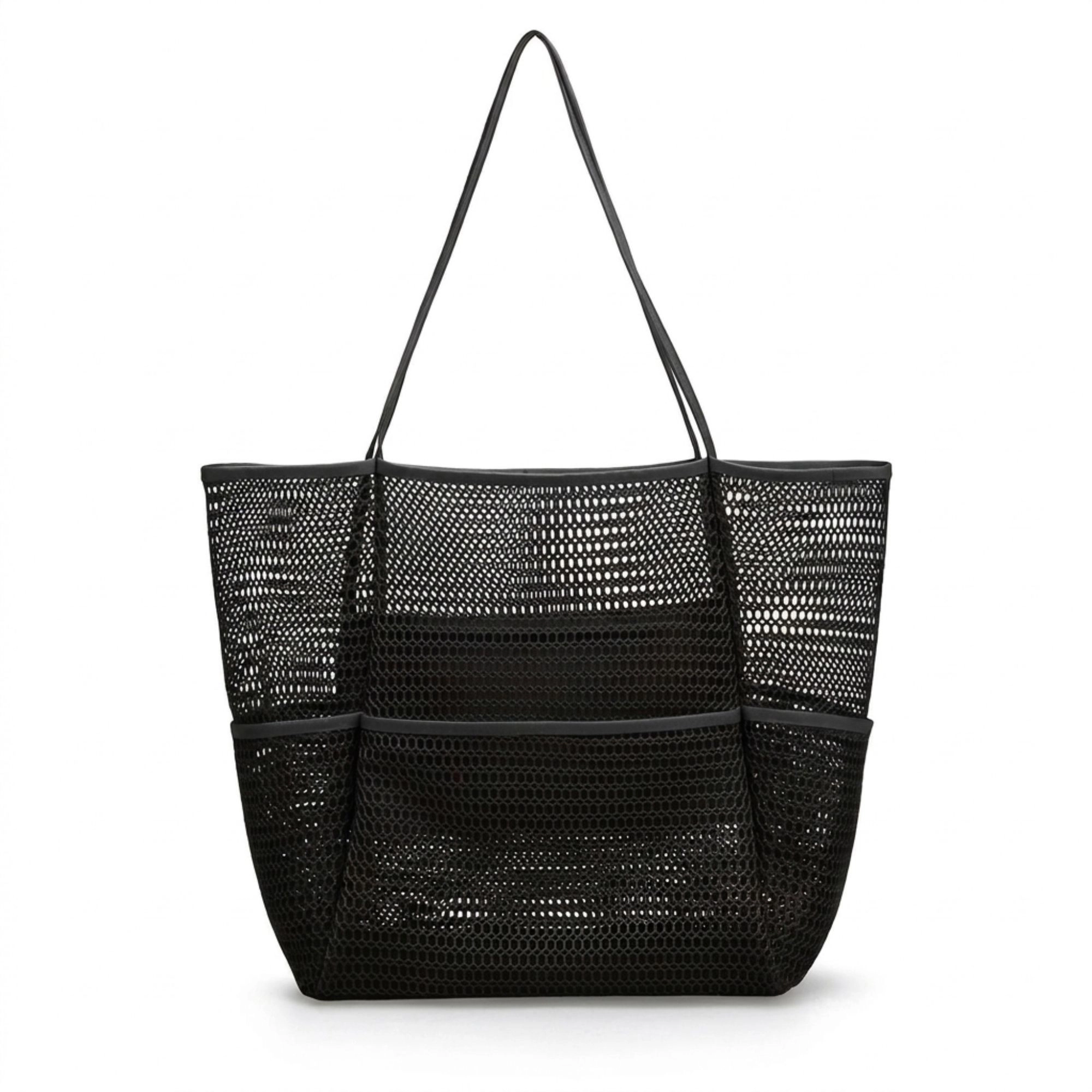 Alilang Women's Mesh Beach Tote Bag with See Through Design and Shoulder Handles, Pink