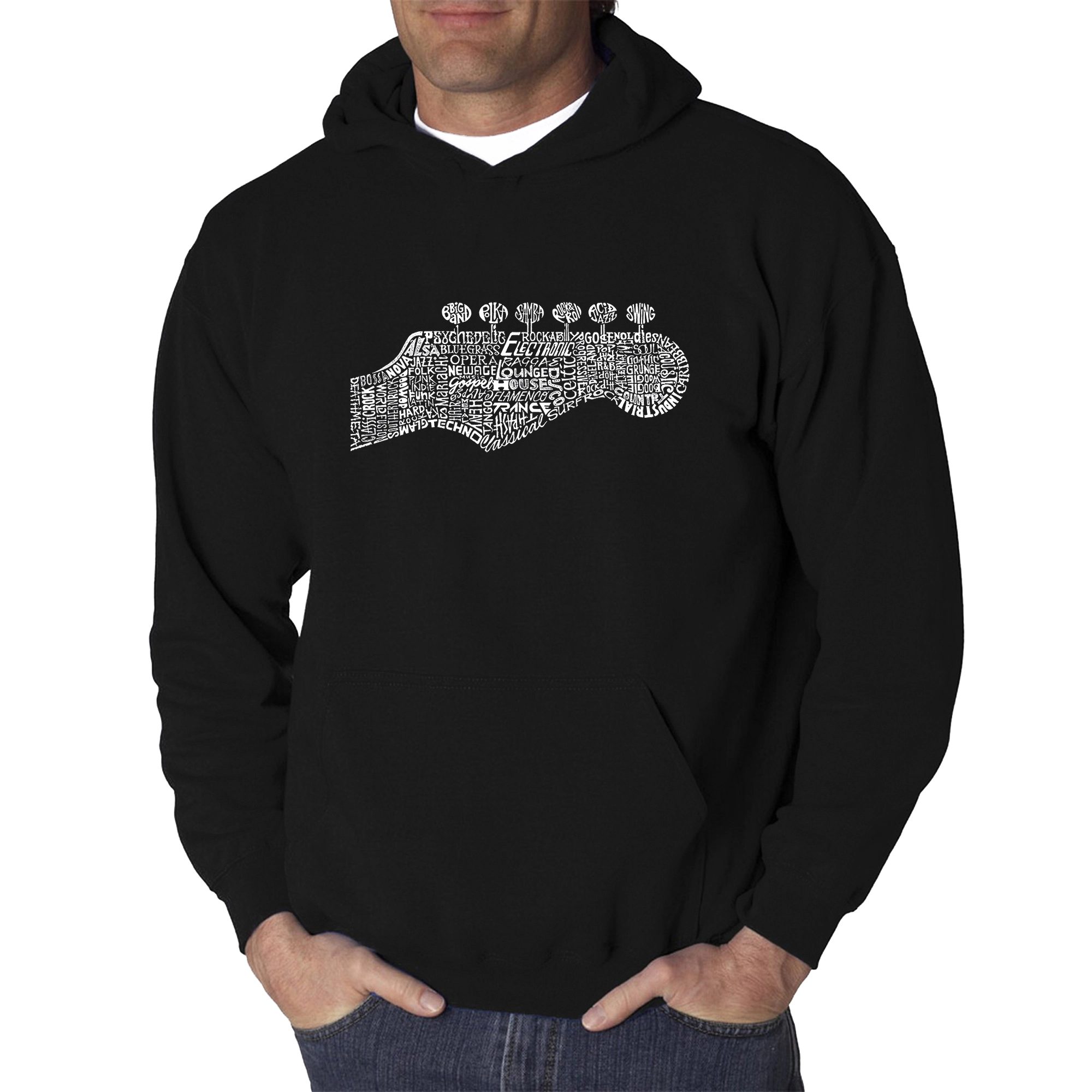 LA Pop Art Guitar Head - Men's Word Hooded Sweatshirt