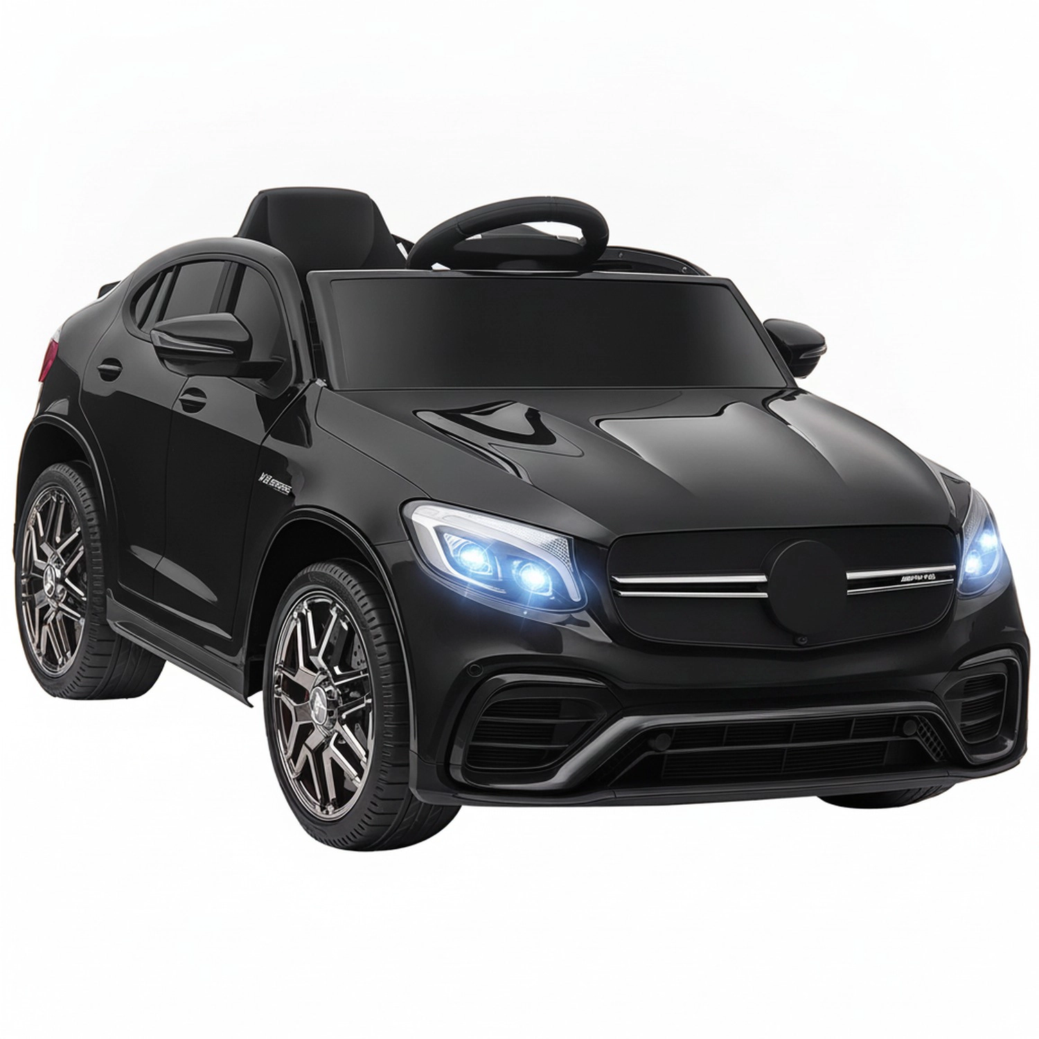 HONGGE 12V Kids Ride-On Car, Licensed Mercedes-Benz Coupe Style, Remote Control & Suspension, Black, Ages 3-5
