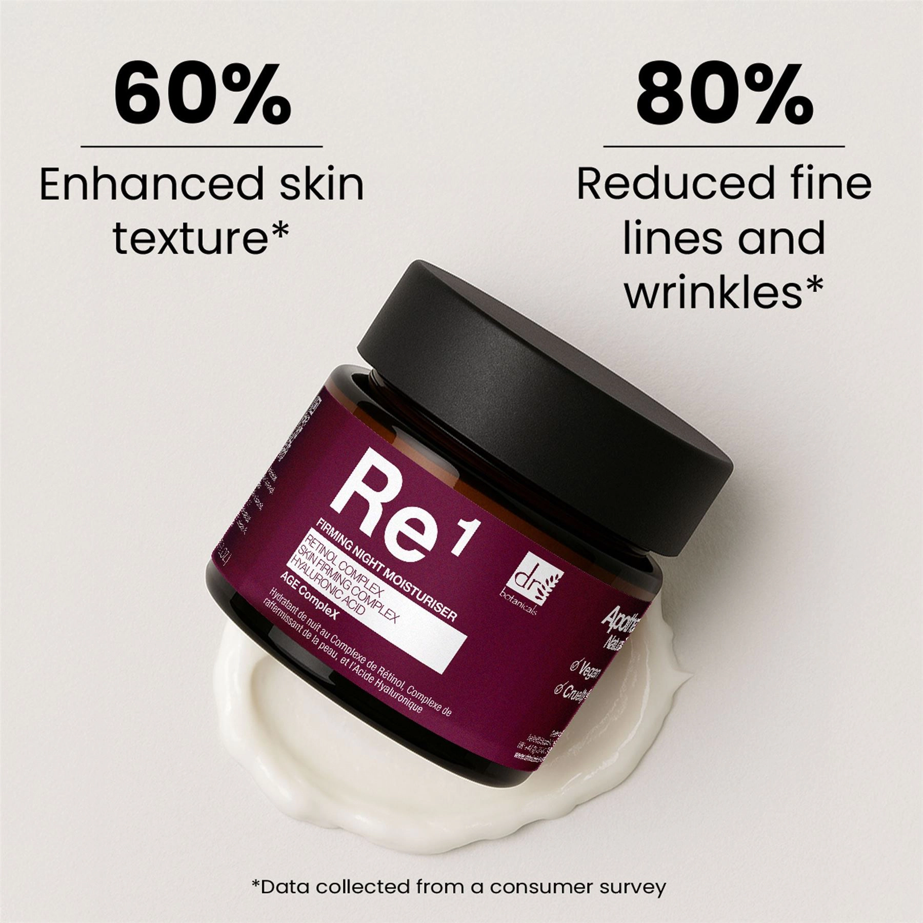 Dr Botanicals Retinol Complex 1% Night Moisturiser 60ml - Firming Hyaluronic Acid & Vitamin E