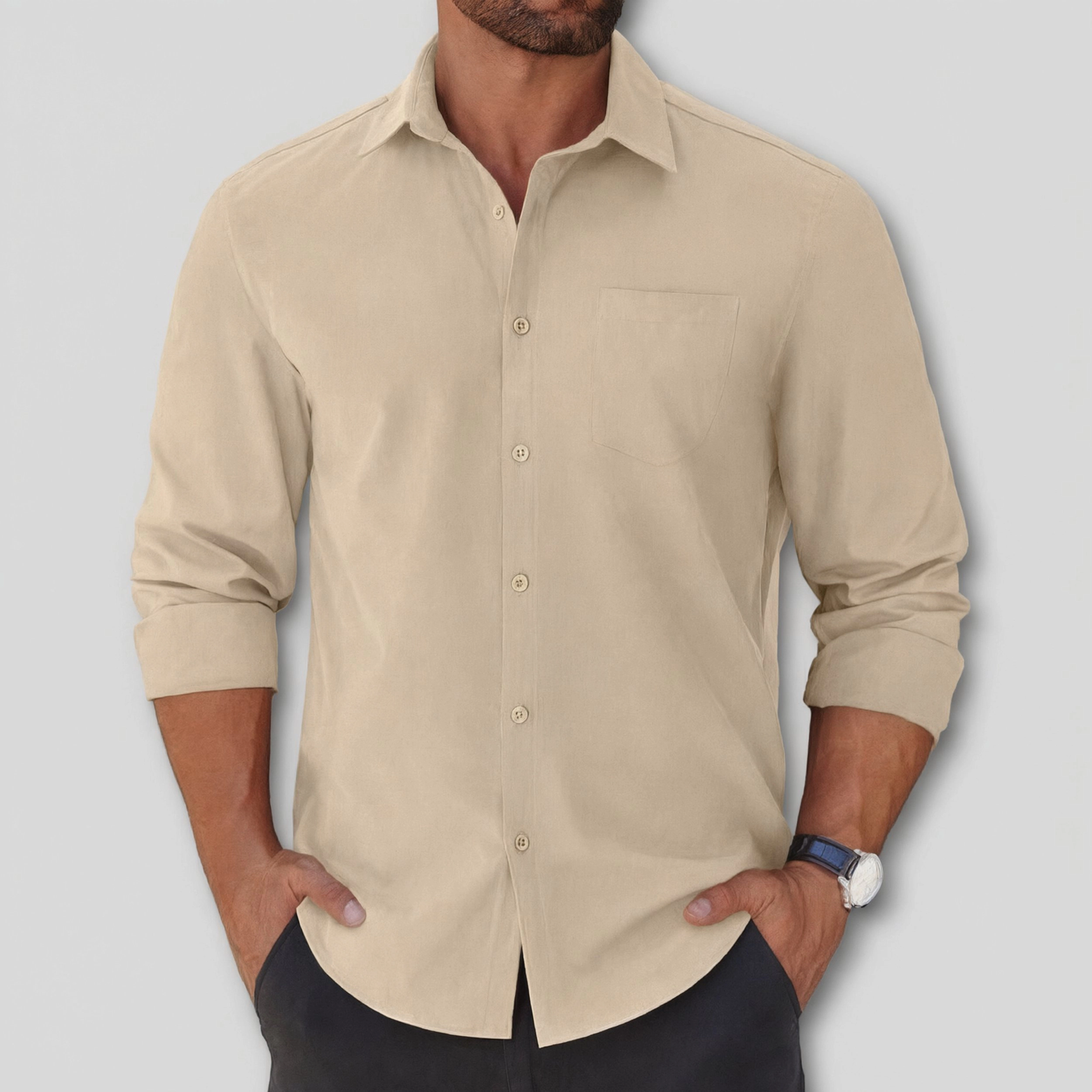 COOFANDY Mens Classic Long Sleeve Button Down Shirt Chest Pocket Casual Work Shirts