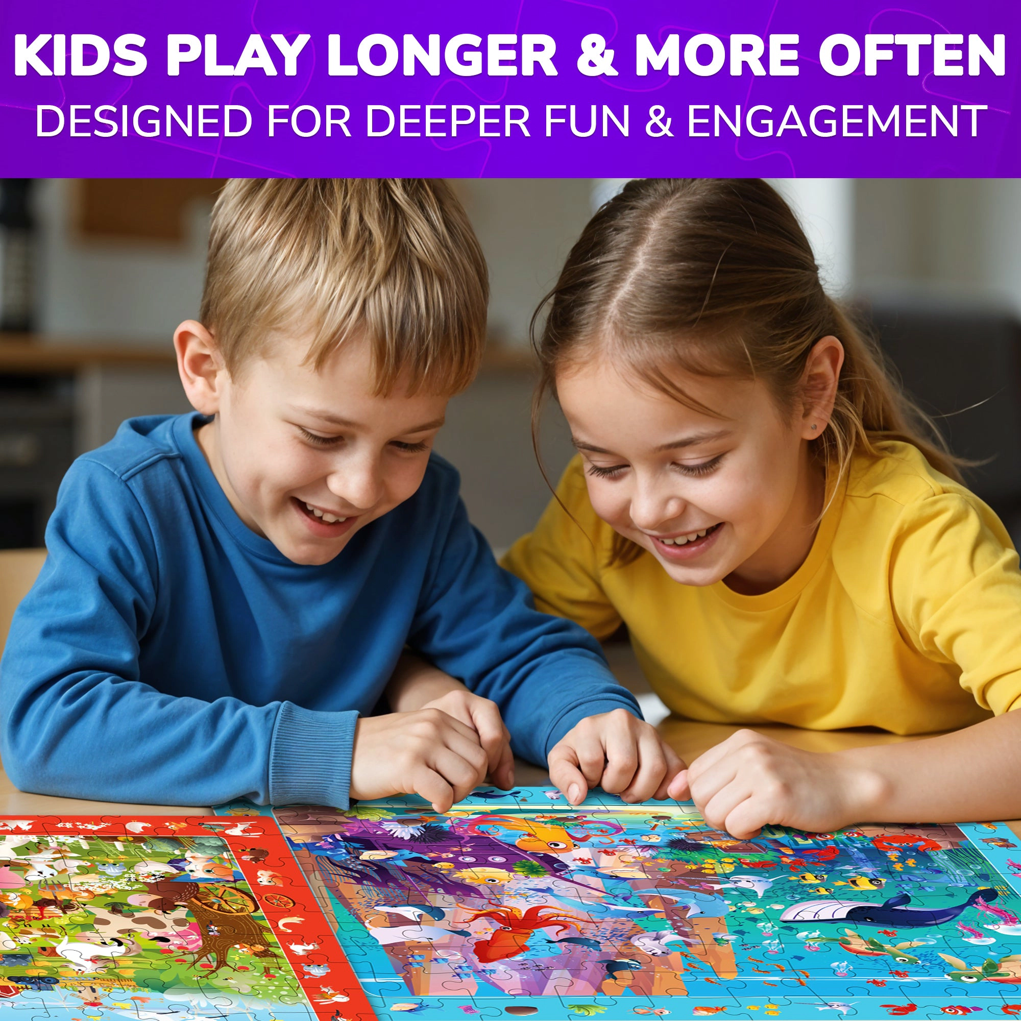 QUOKKA Search & Find Educational Puzzle Set, 100 150 Piece Jigsaw Puzzles for Kids, Ages 4-10, Animal City Themes