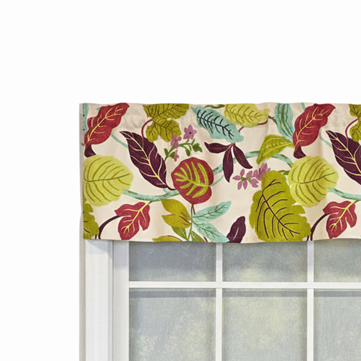 RLF Home 100% Cotton High Quality Antonia Tailored Window Valance with 1.5" Rod Pocket 50" W X 12" L Spring