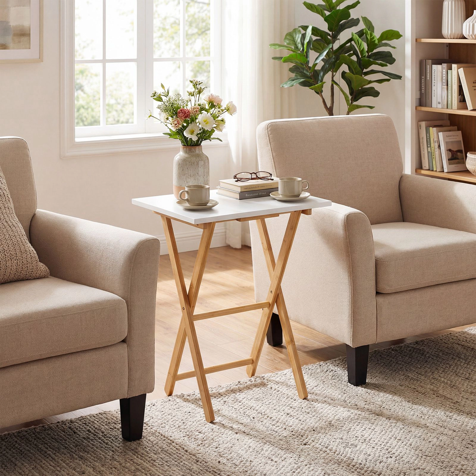 SlickBlue Folding TV Tray Tables Set of 2 for Small Spaces