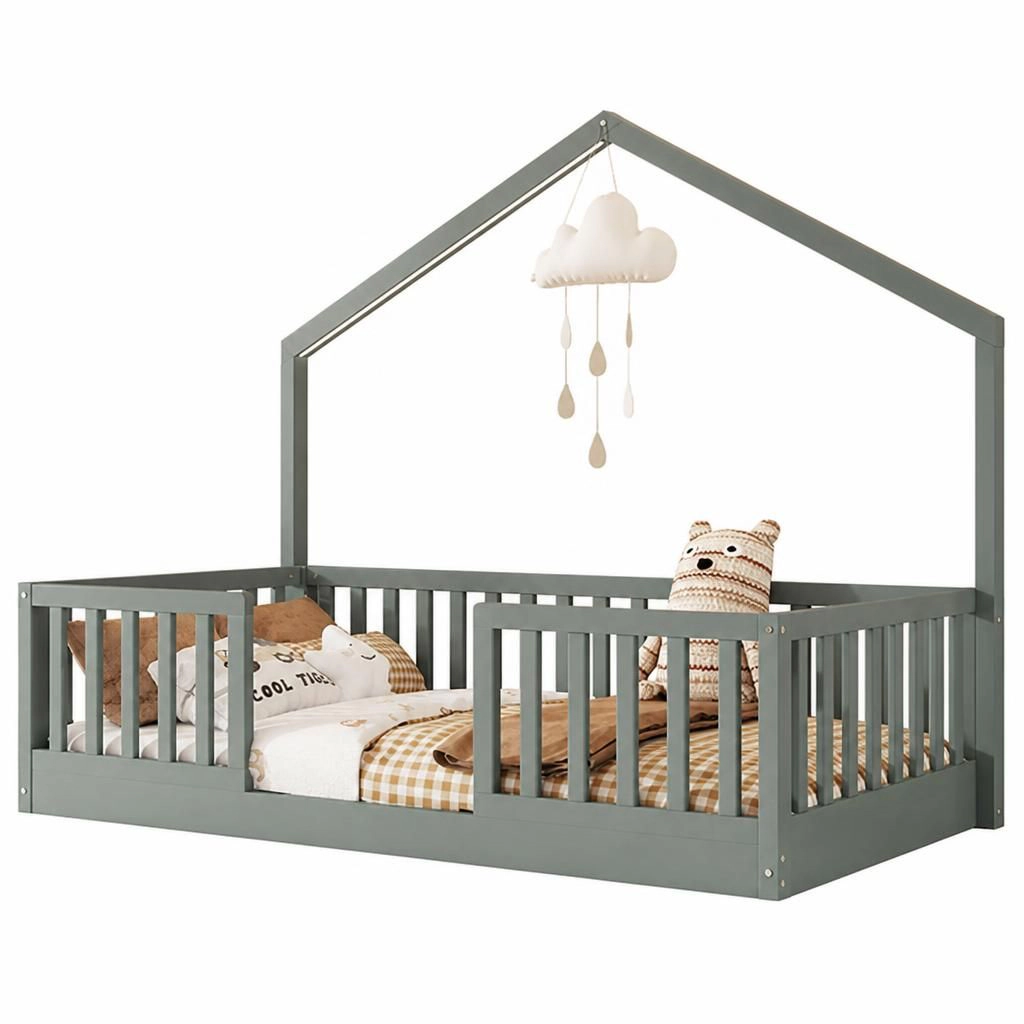 GOODSILO Full Solid Pine Single Bed Frame
