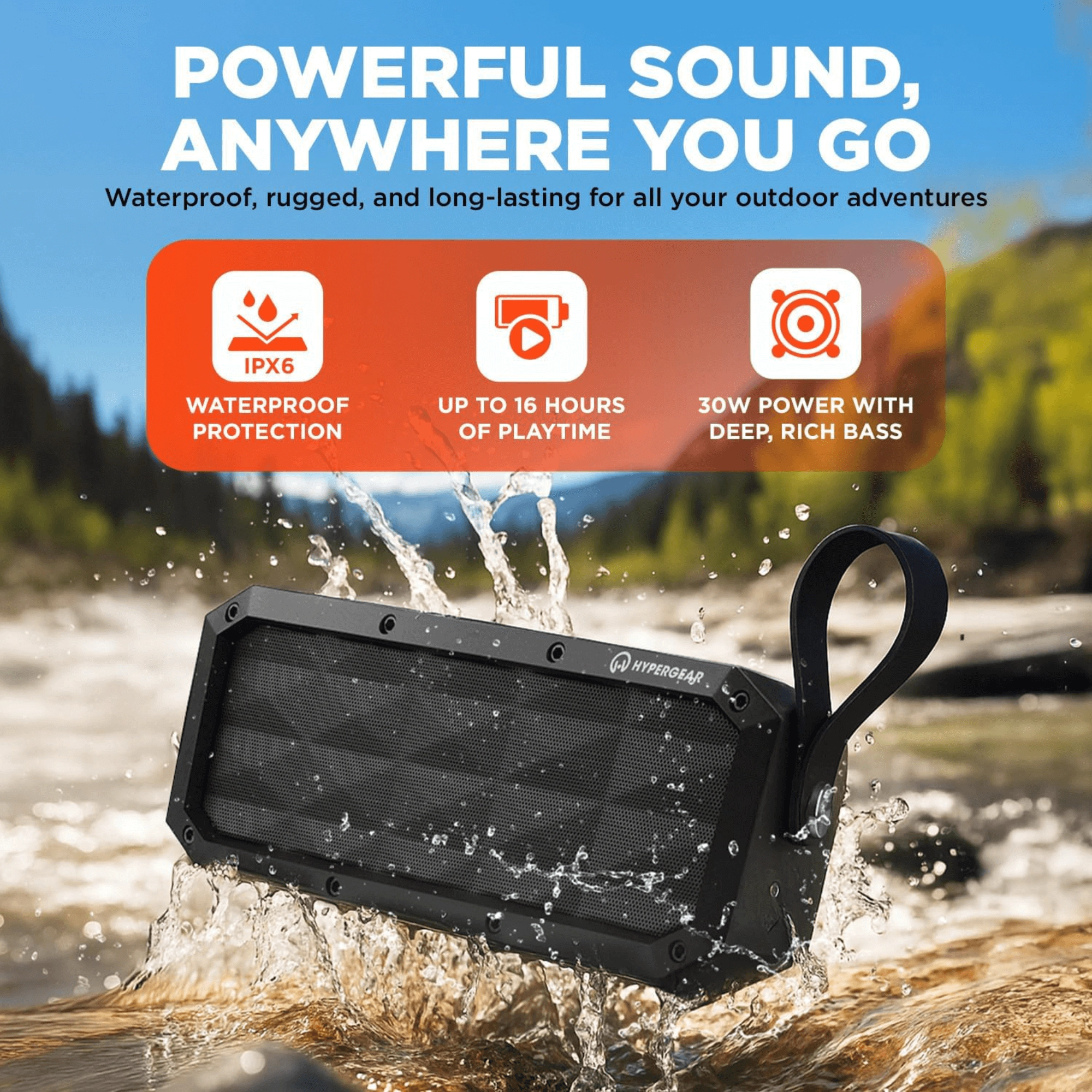 HyperGear Beast XL Water-Resistant Wireless Speaker