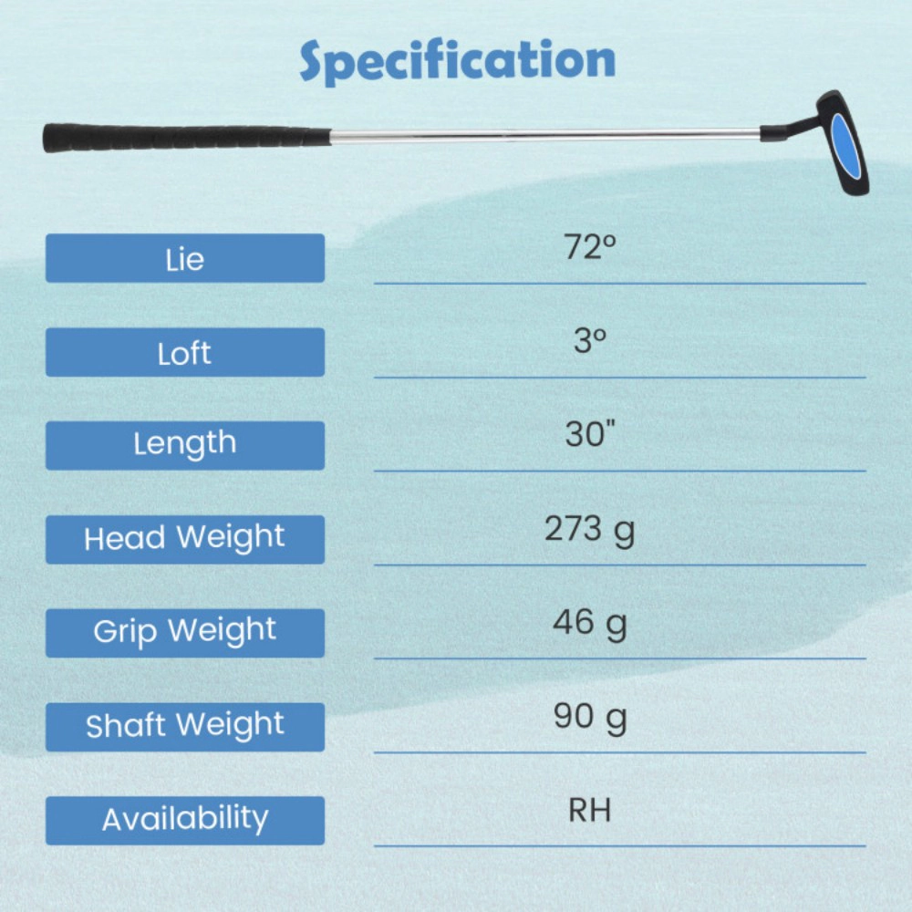 SUGIFT Junior Mallet Putter Golf Club with Zinc Alloy Head 30-in Length Ages 11-14 with Headcover Blue/Pink