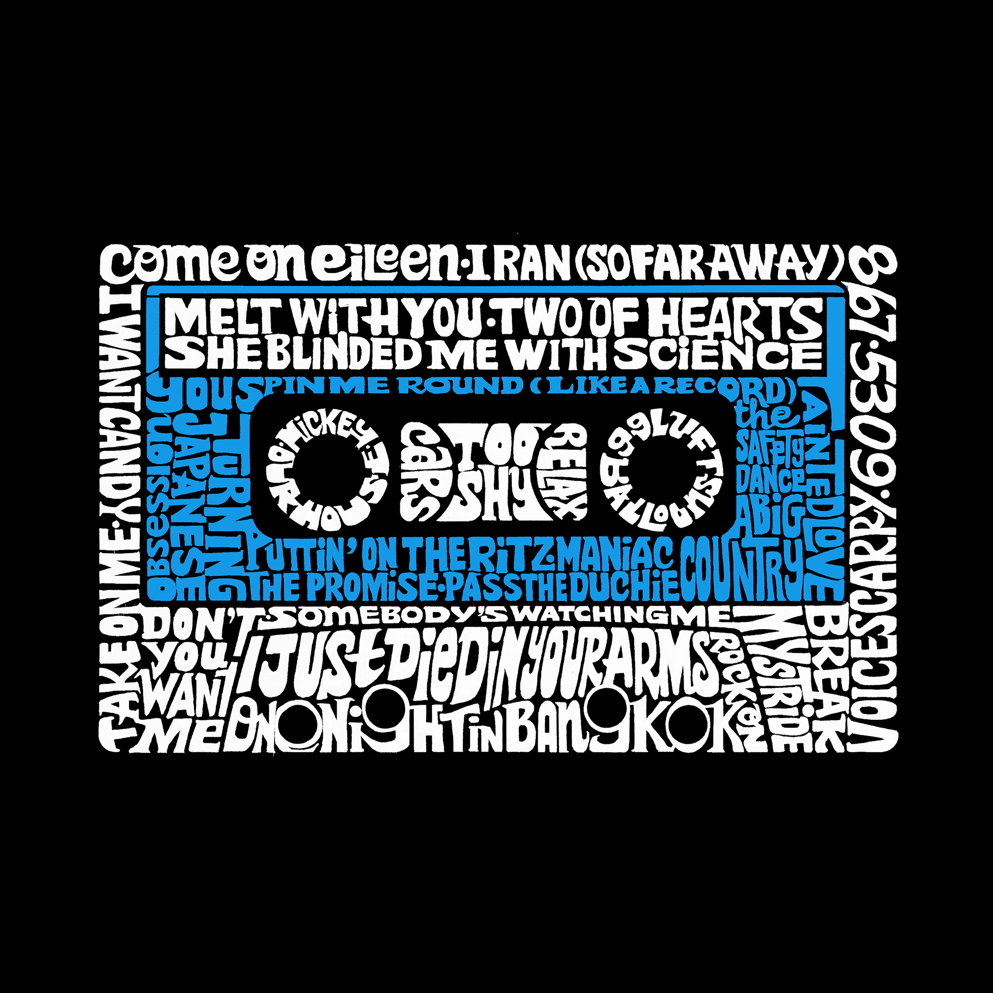 LA Pop Art Men's 100% Cotton Crew Neck T-Shirt - 80s One Hit Wonders Word