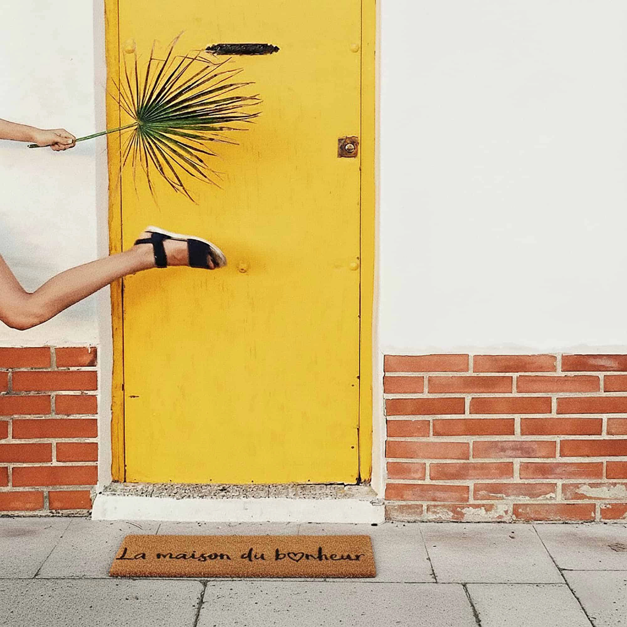 Evideco French Home Goods Natural La Maison du Bonheur Coir Doormat 30 x 10 Inches