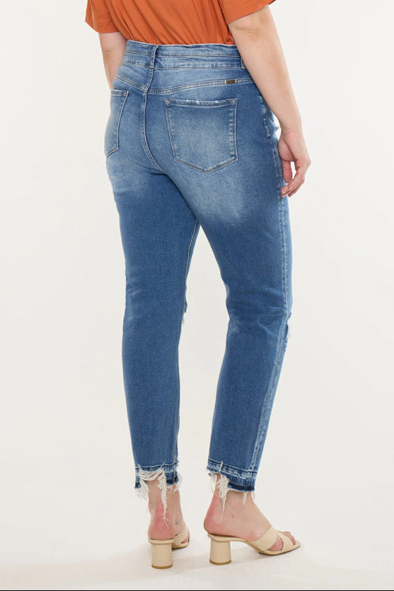 Kancan Women's Plus High Rise Slim Straight Jeans Damila