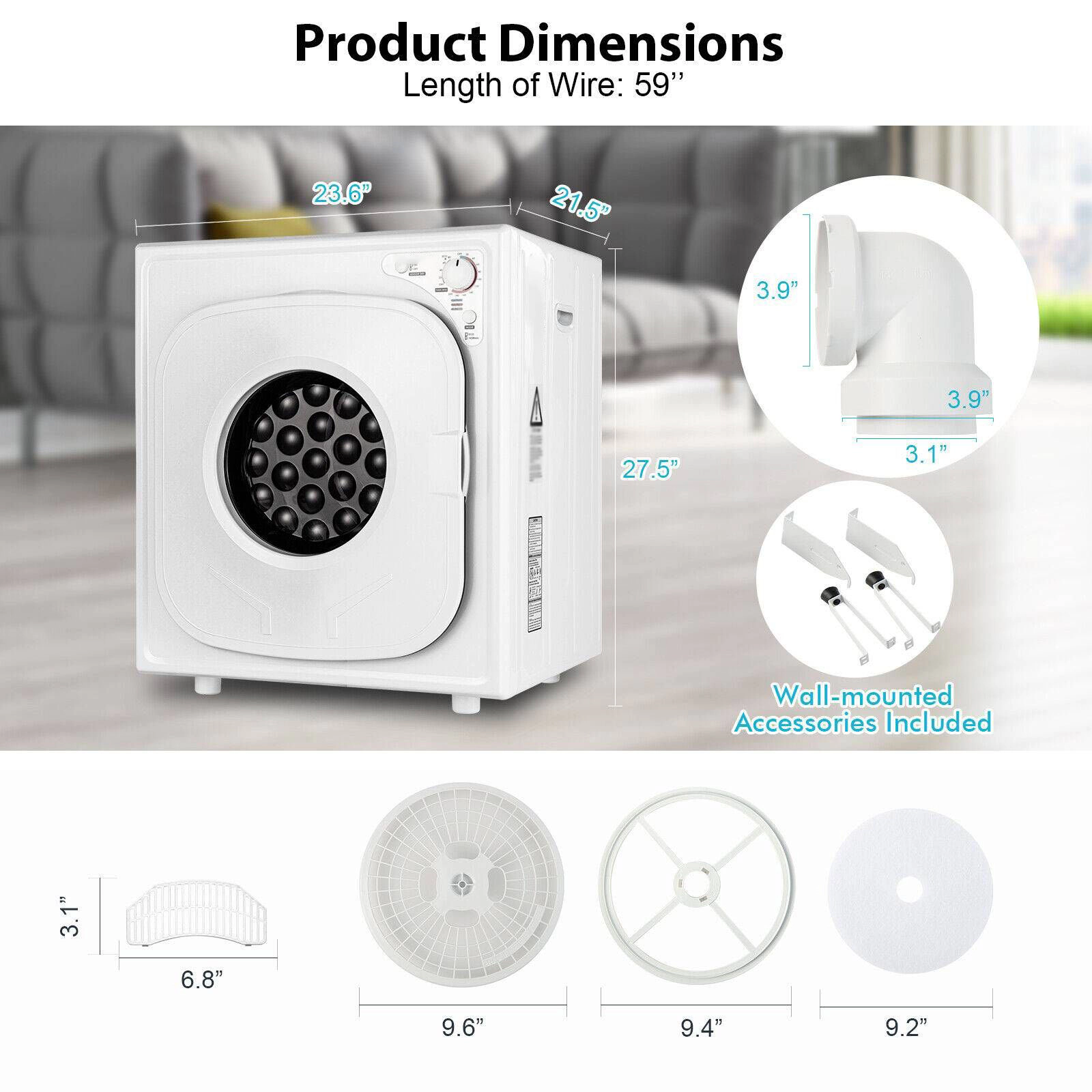 SlickBlue Unisex 13.2 Lbs Portable Electric Clothes Dryer