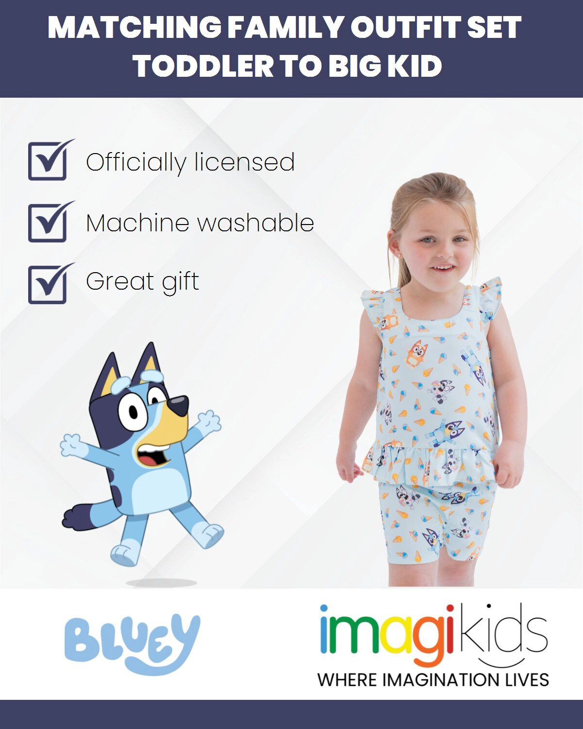 Bluey Dress Jumpsuit and 2-Piece Shorts Set