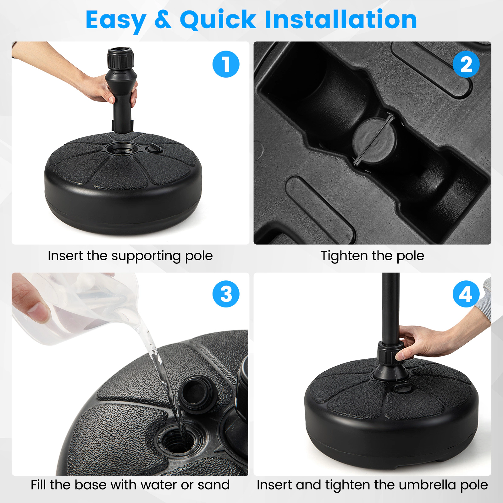 Slickblue Outdoor Umbrella Base Stand for 8.2 Ft Market and Table Umbrellas