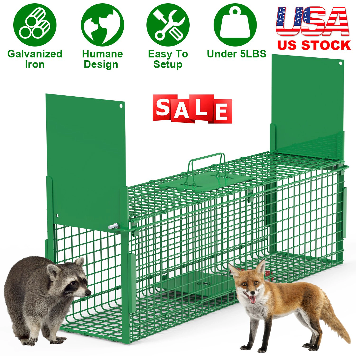 GBruno 40-Inch 2-Door Live Animal Trap Cage