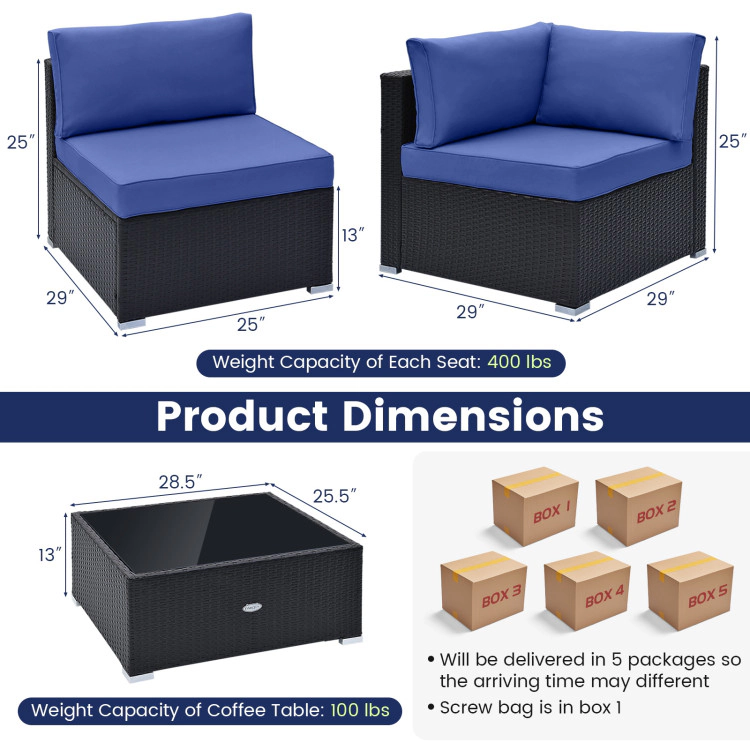 Hivvago 10 Piece Outdoor Wicker Conversation Set With Seat And Back Cushions