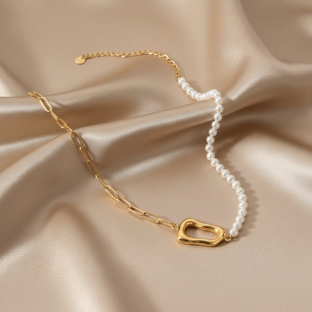 DressAtR Women's Gold Plated Pearl Pendant Necklace