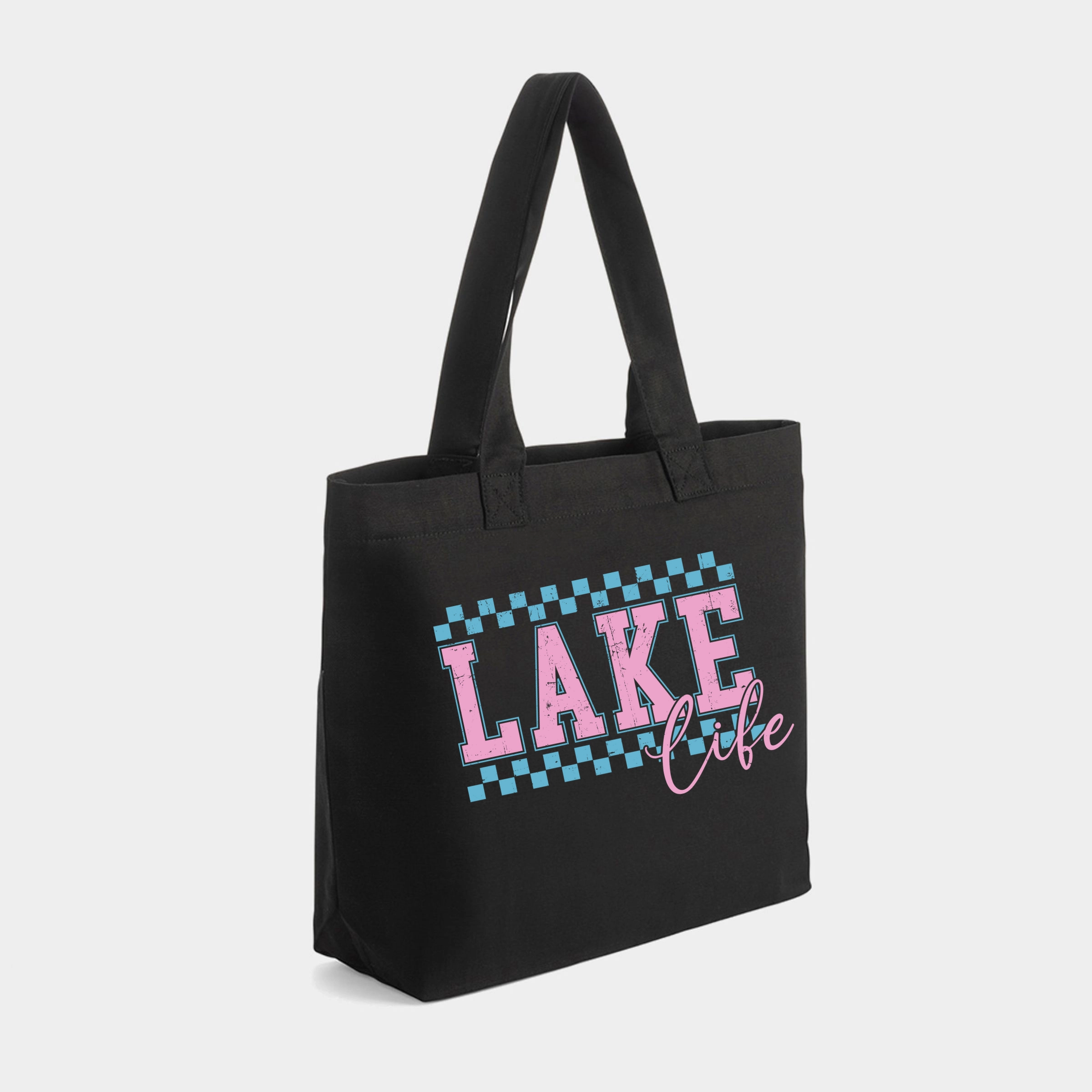 Simply Sage Market - Zippered Canvas Tote Lake Life Checkered