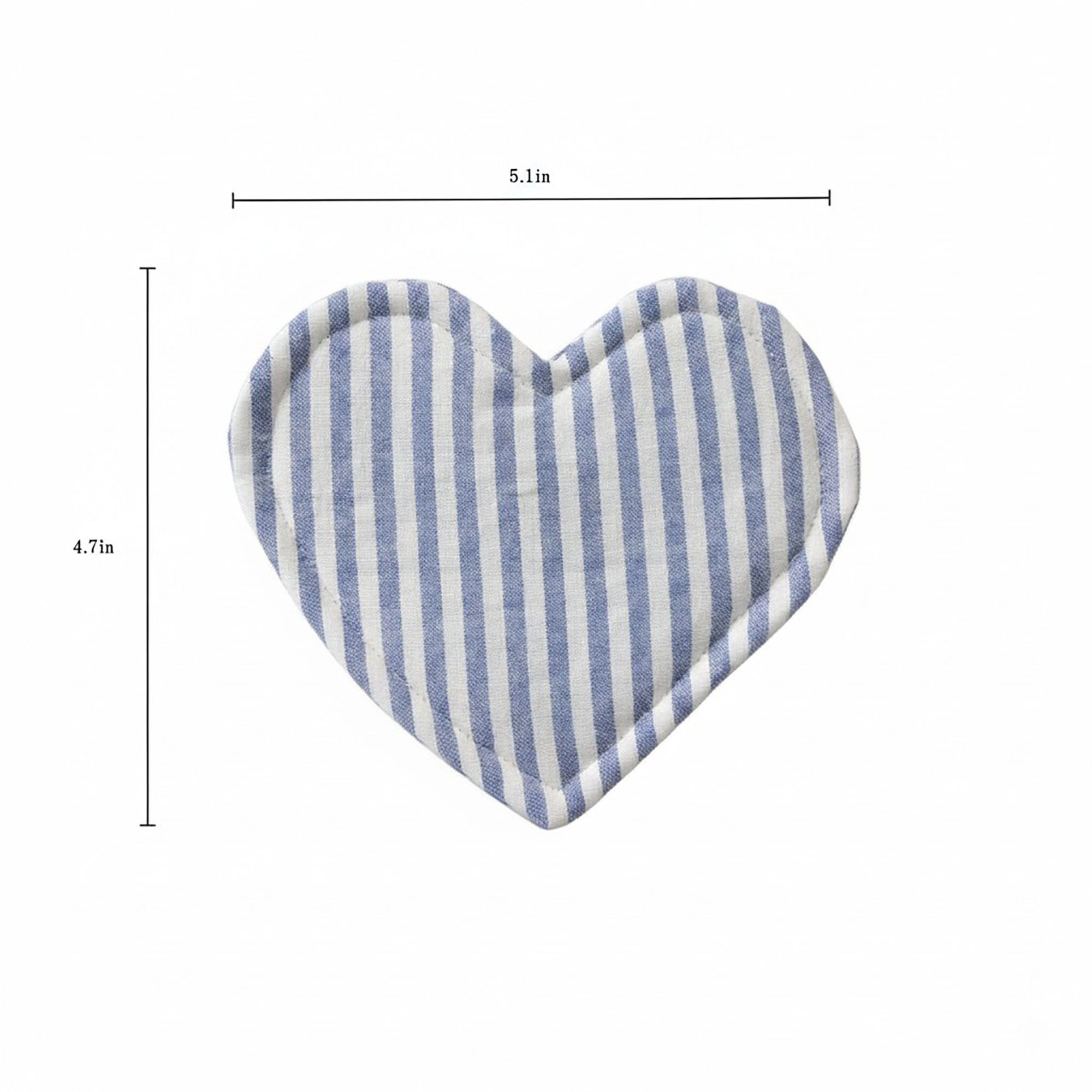 Alilang Unisex 2-PC Heart Shaped Fabric Cup Coaster with Soft Padded Design and Striped Pattern
