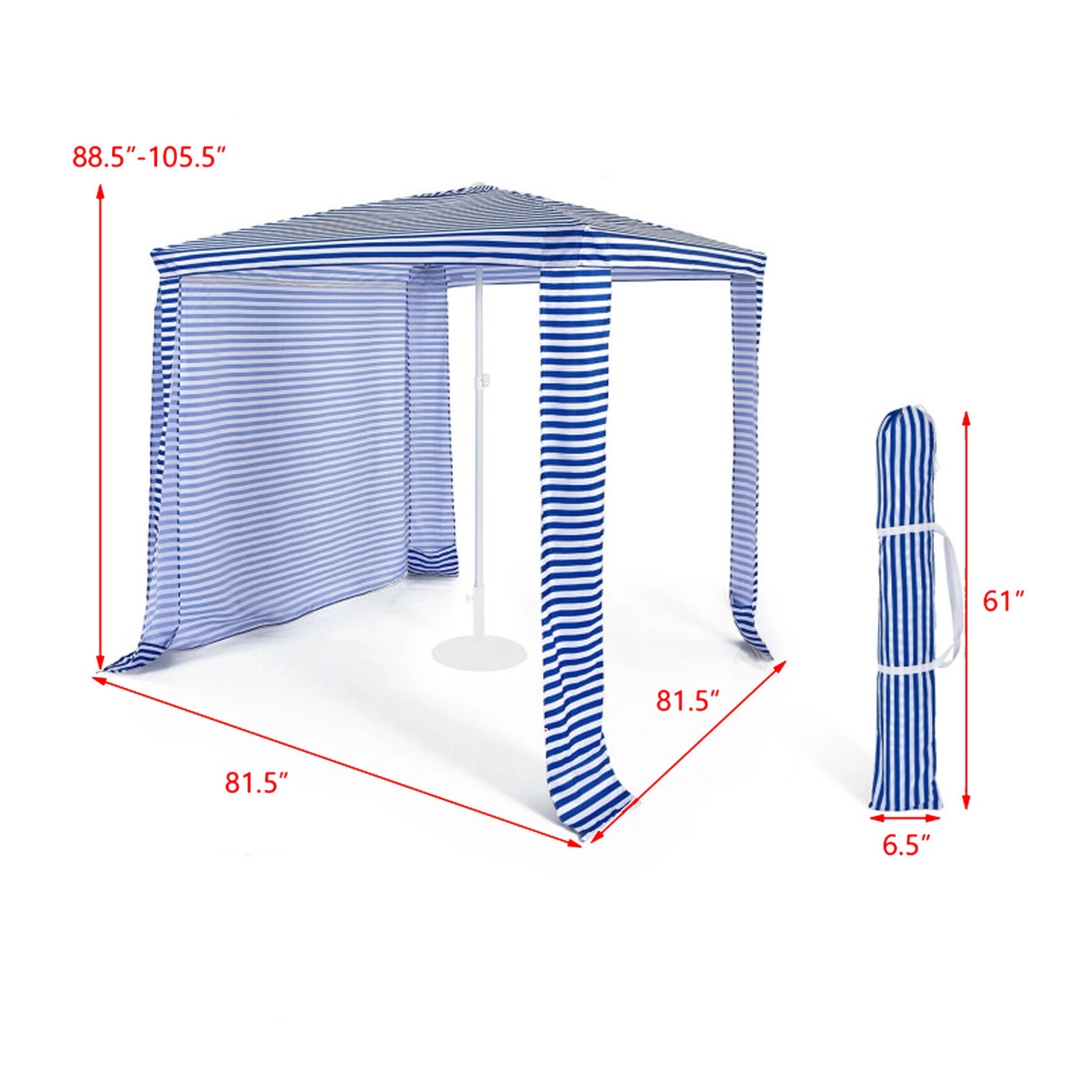Hivvago Lightweight 6.6 x 6.6 Ft Beach Canopy with Quick Fold Design and Storage Bag