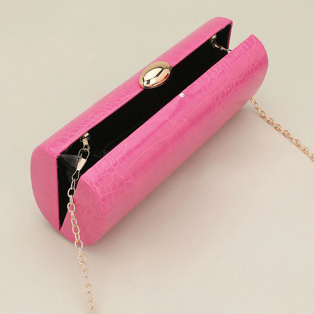 FASHNZFAB Faux Leather Textured Pattern Clutch Evening Bag
