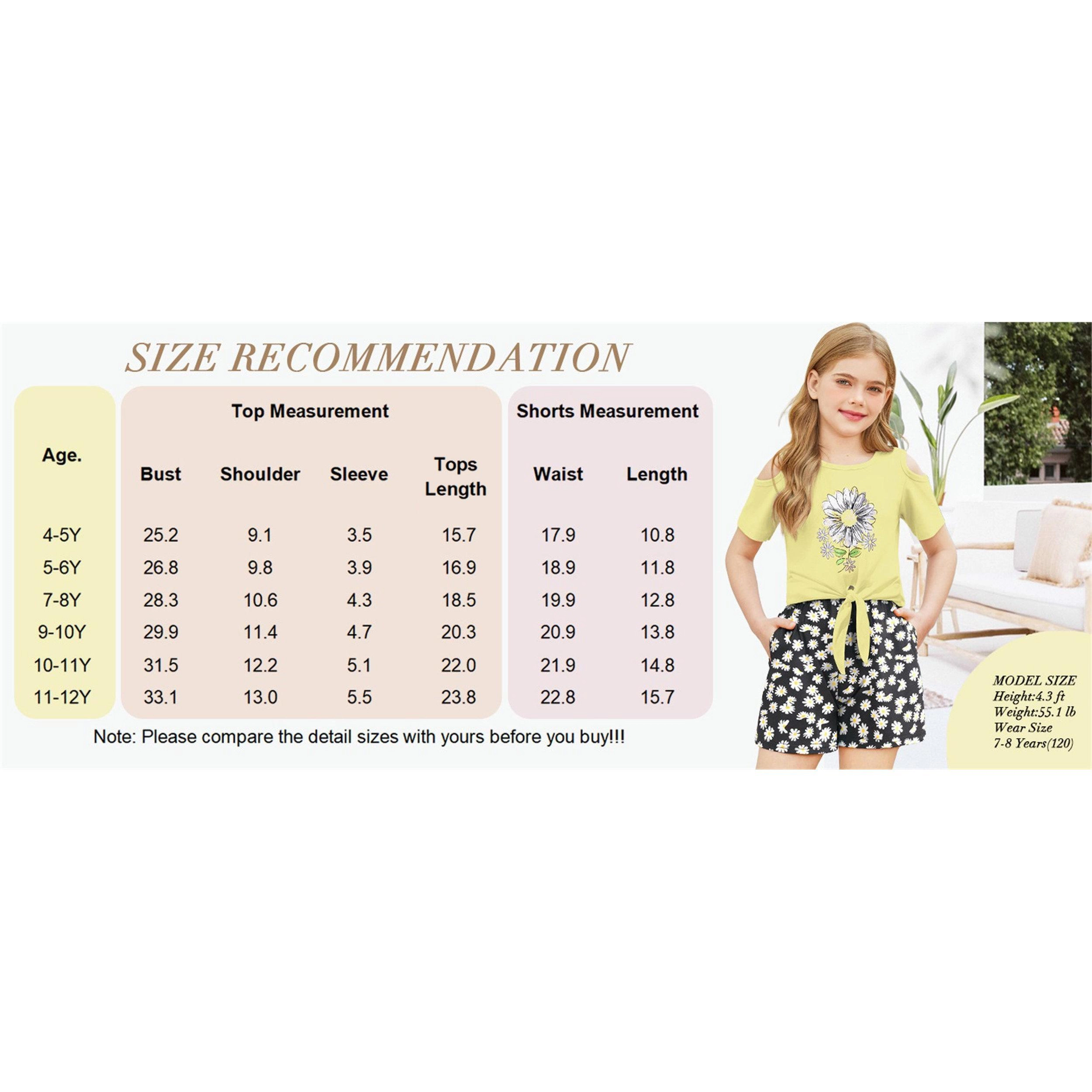 Arshiner Girls Short Sets Sleeve Tie Knot Tshirts And Casual Shorts With Pockets Cute Clothes