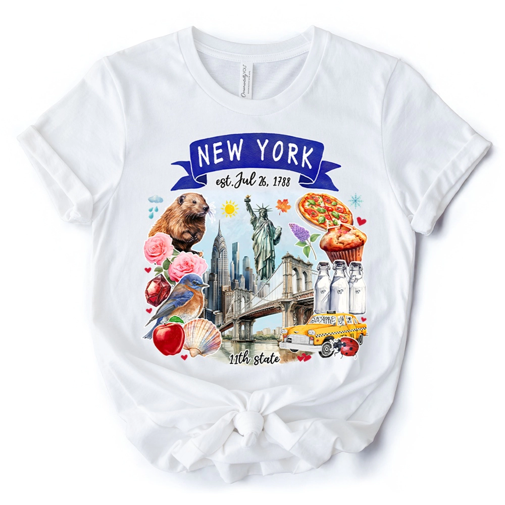 OrnamentallyYou Unisex Artistic New York State Themes And Landmarks T-Shirt