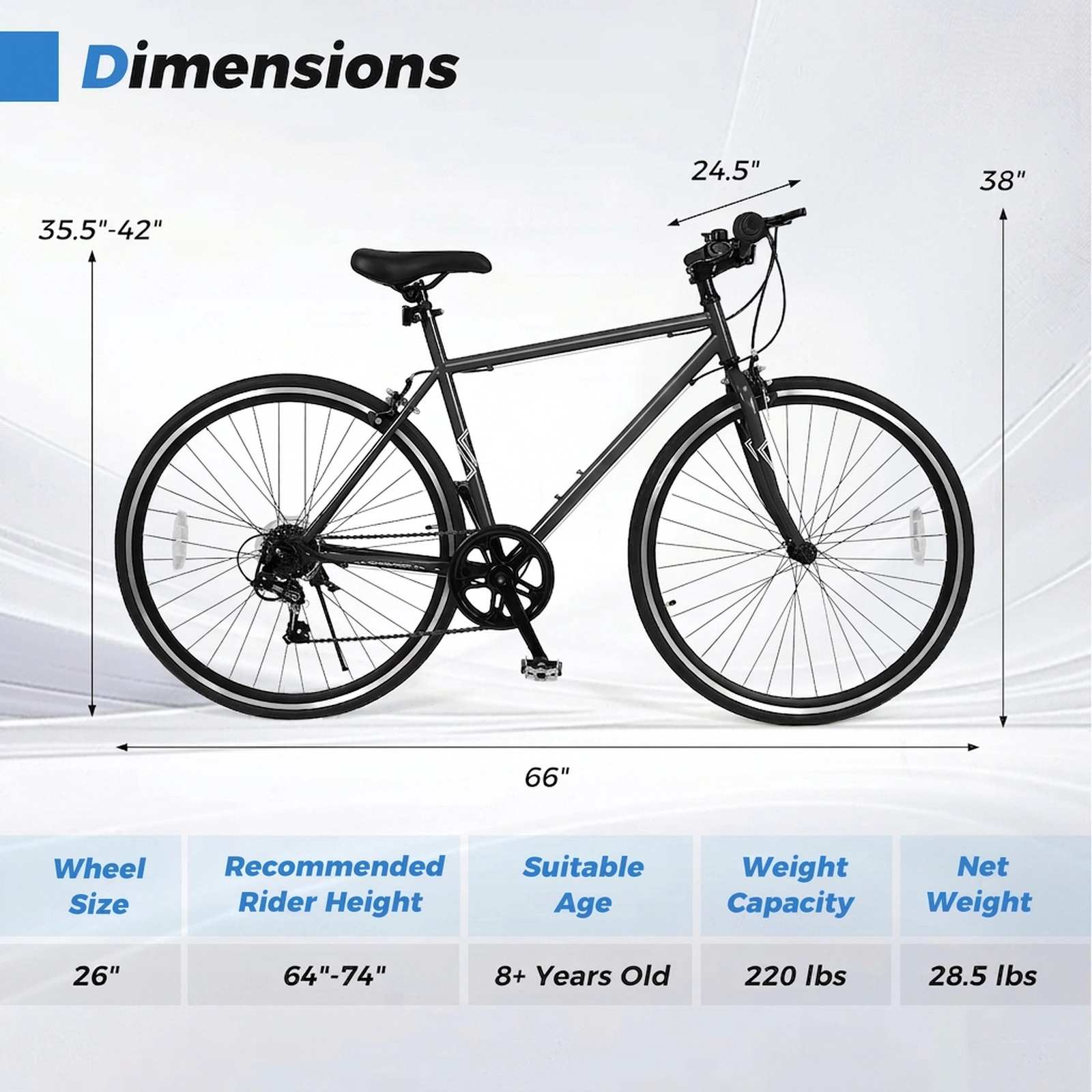 26-in Mountain Bike with Saddle Adjustable 35.5-in to 42-in 6-Speed and All-Terrain Tires 85 Percent Assembled Bicycle
