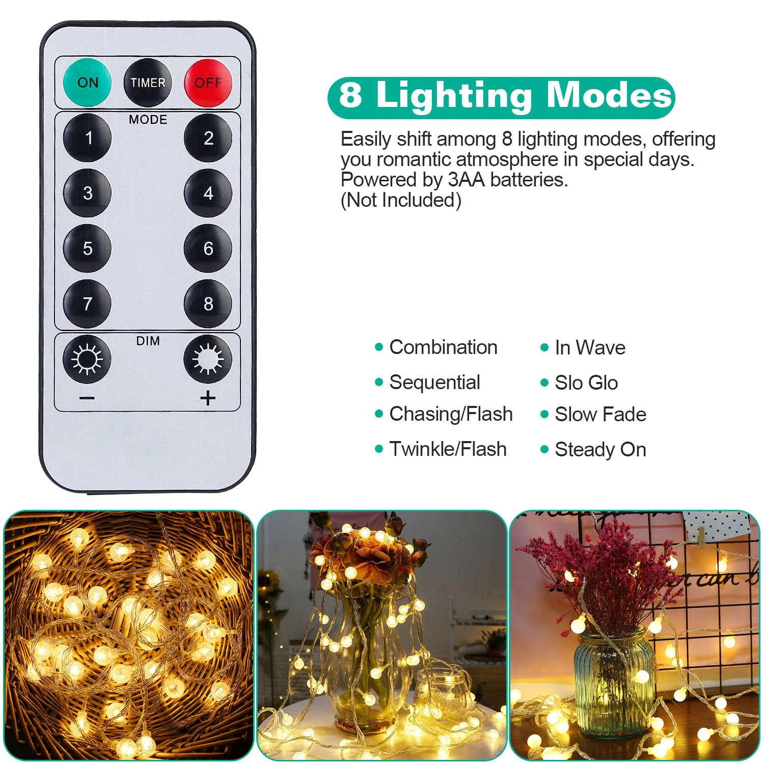 GBruno Battery-Powered Globe String Lights