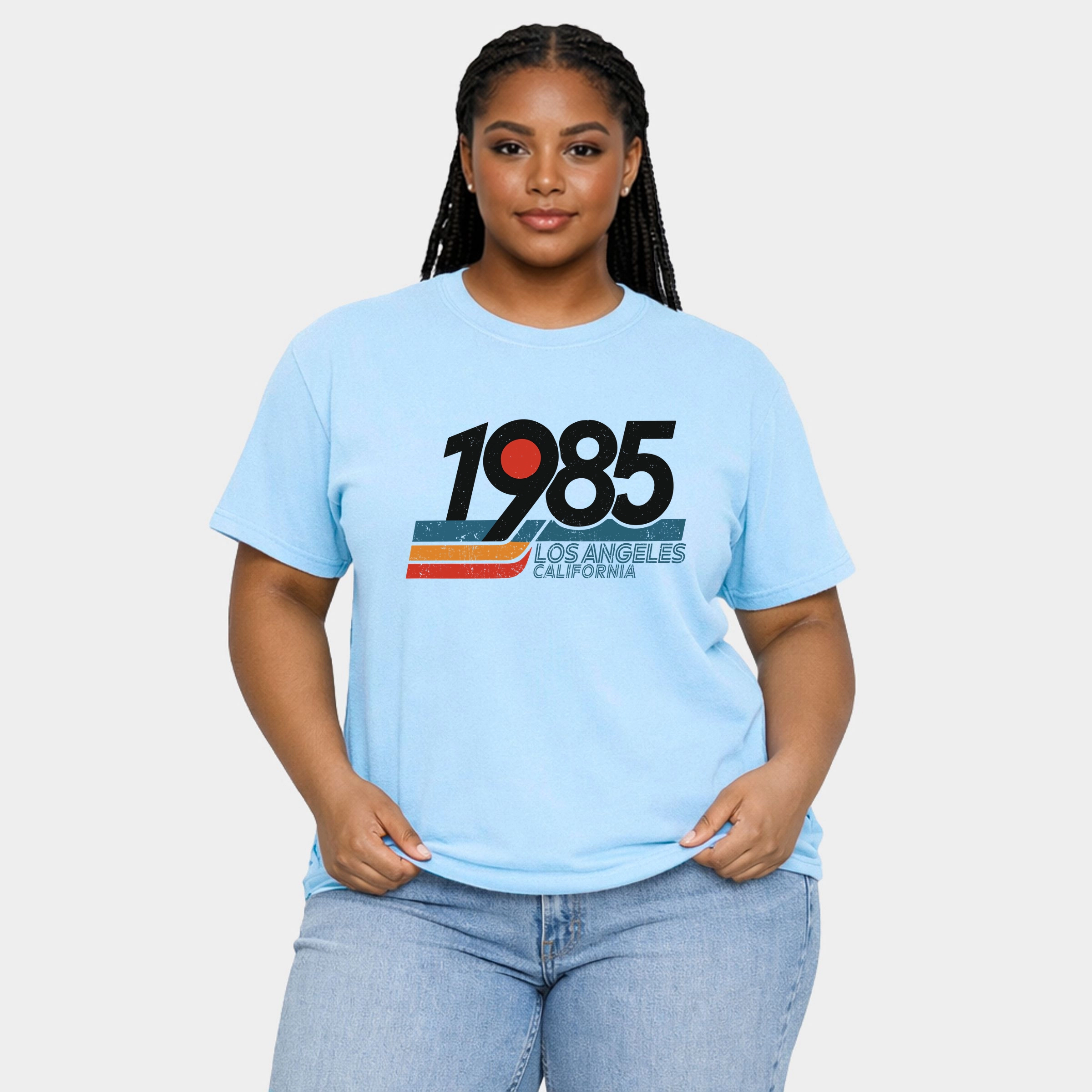 Simply Sage Market - Women's Plus Sized Garment Dyed Graphic T-Shirt Retro 1985 Los Angeles