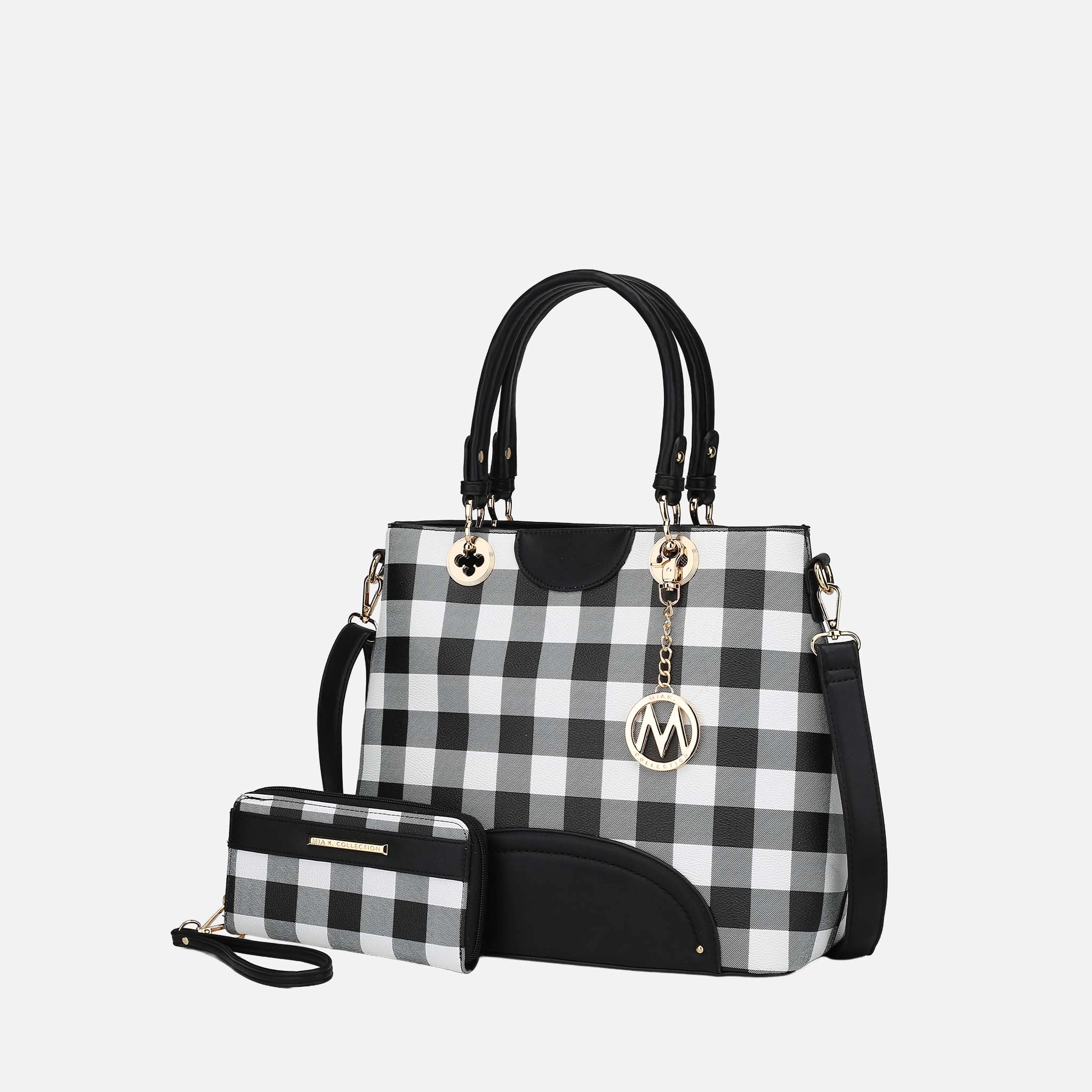 Mia K Collection Faux Leather Satchel with Removable Charm and Wallet