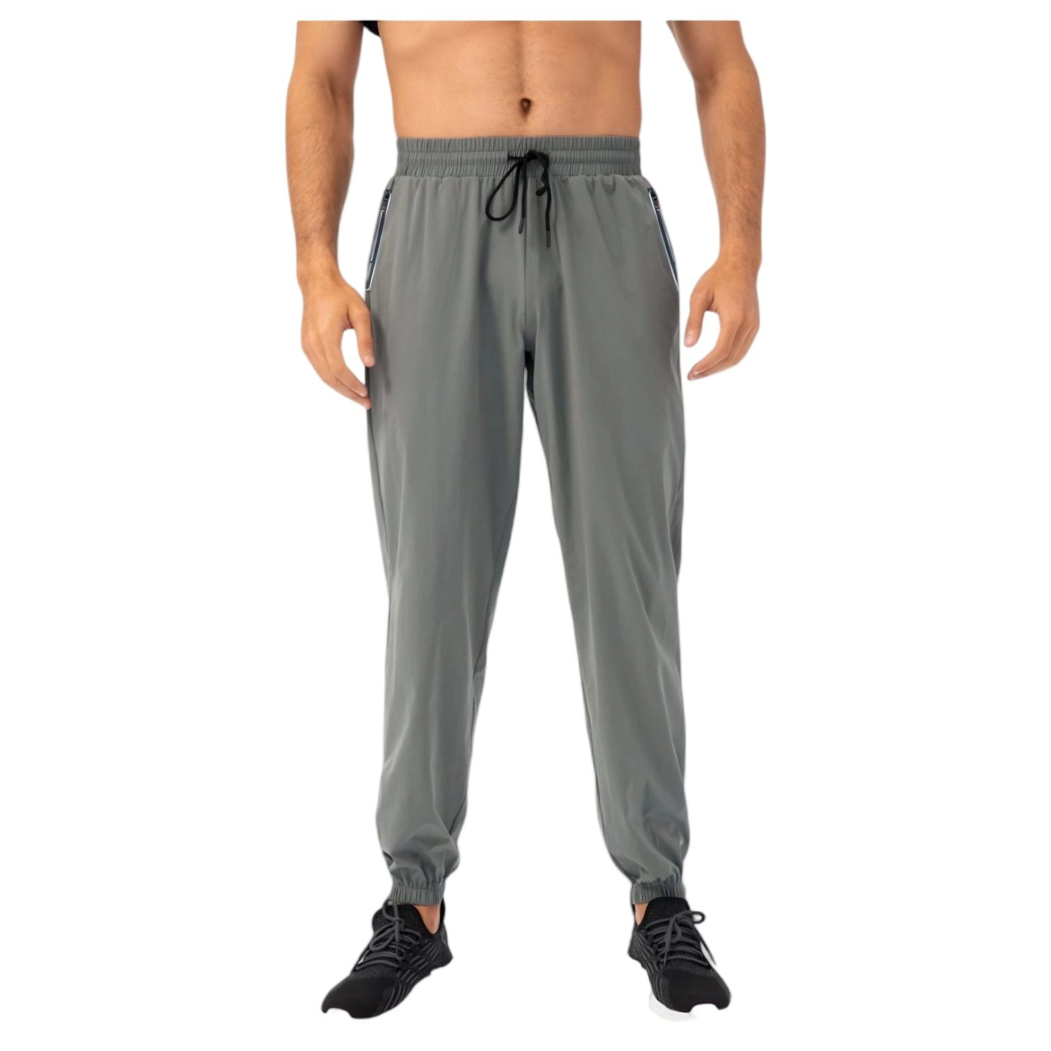 Anna-Kaci Men's Athletic Drawstring Pants with Zipper Pockets and Elastic Waistband