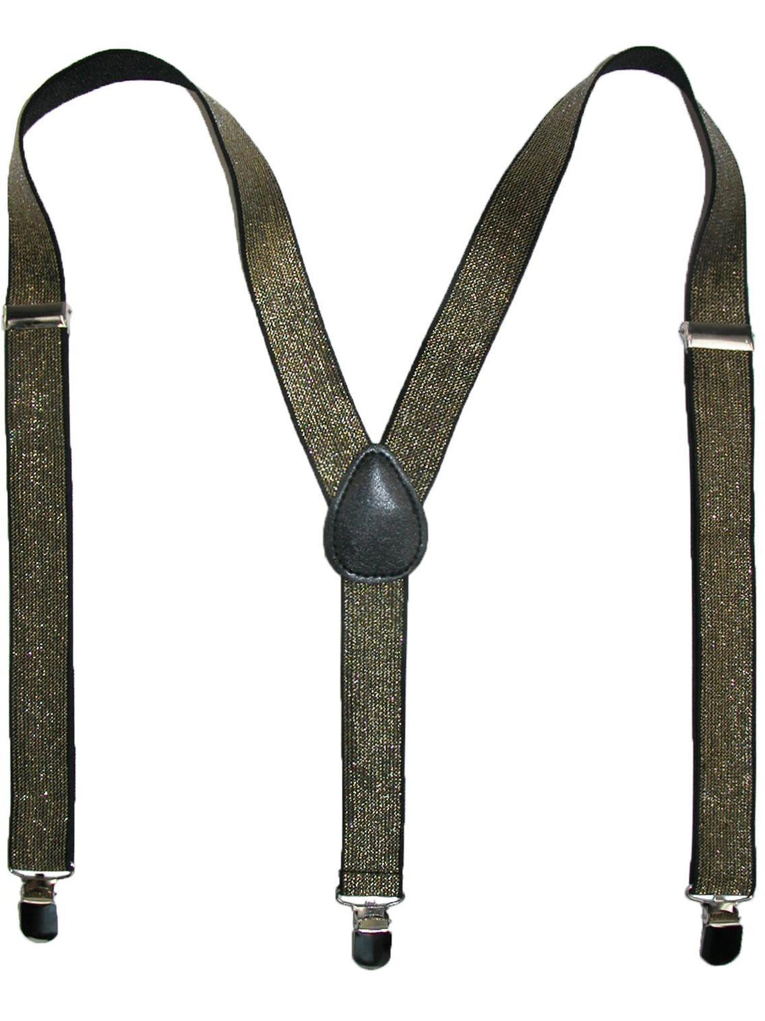 CTM® Women's Elastic Glitter Clip-End Suspenders
