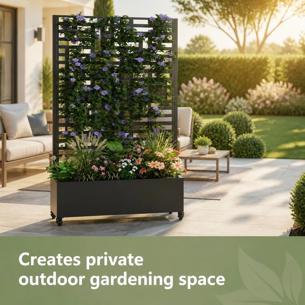 WOW PIONEER Tall Freestanding Rectangular Metal Planter