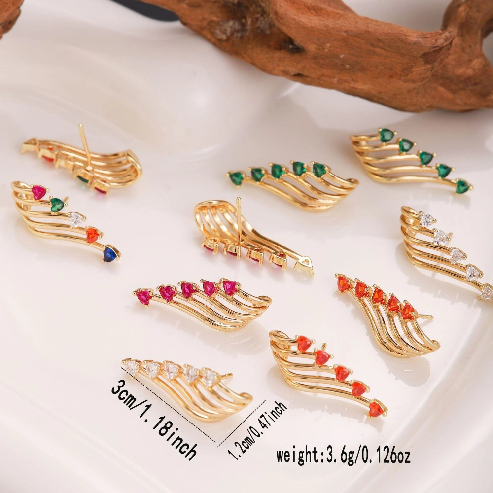Multi Curved Bar Heart Cubic Zirconia Crawler Earring