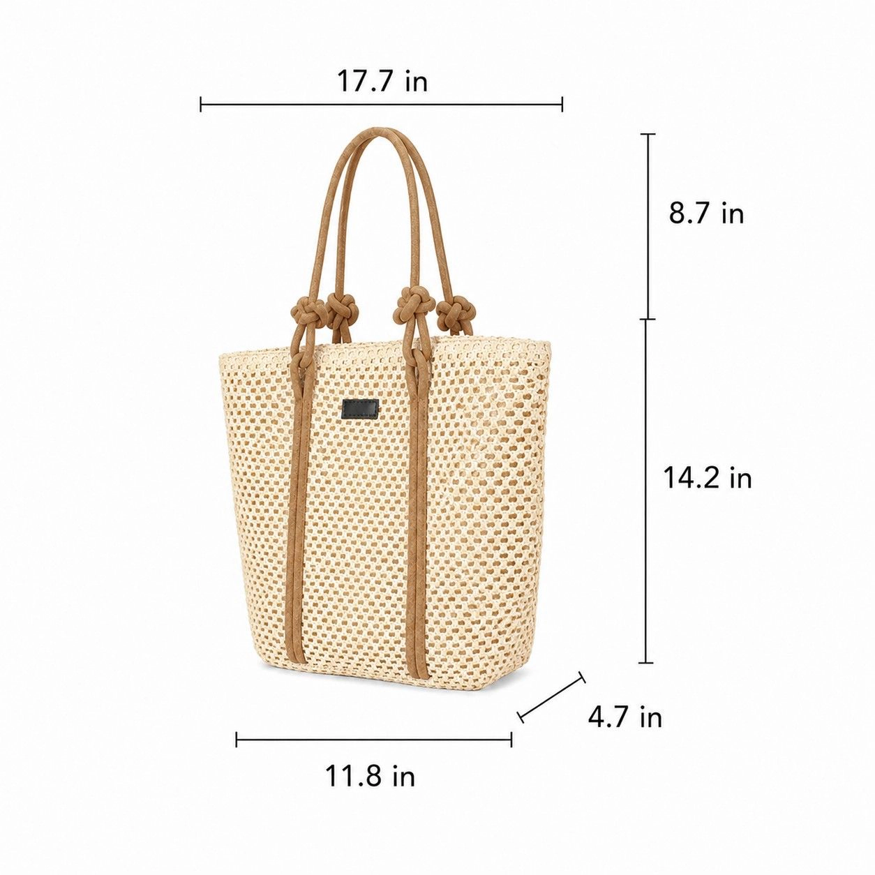 Alilang Women's Woven Straw Beach Tote Bag Large Capacity Summer Shoulder Carryall with Contrast Straps, Beige