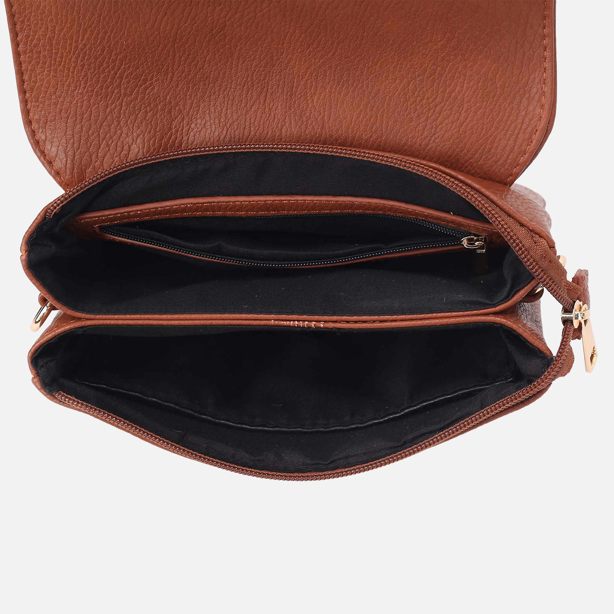 Mia K Collection Valeska Vegan Leather Crossbody - Gold-Tone Hardware, Adjustable Detachable Strap
