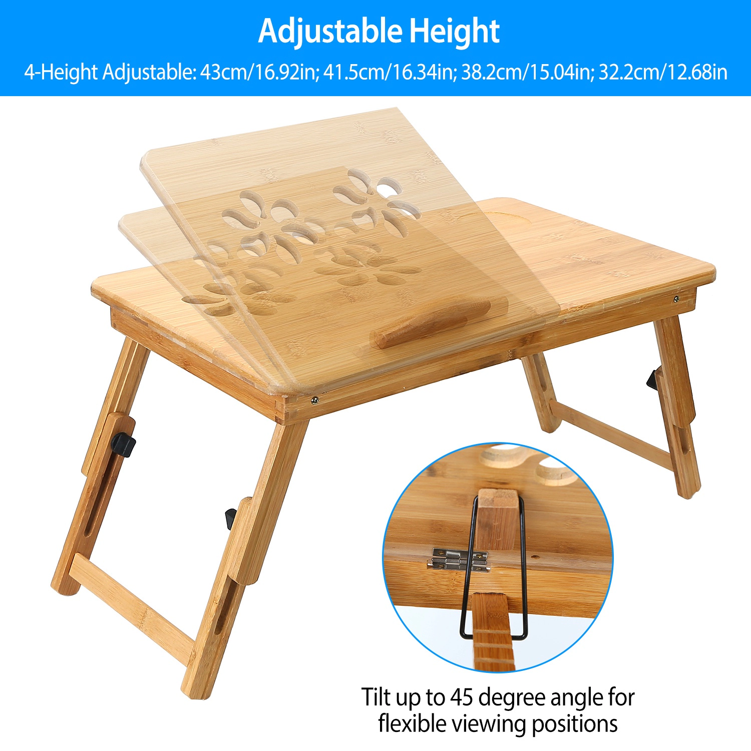 GBruno Bamboo Adjustable Laptop Desk With Drawer