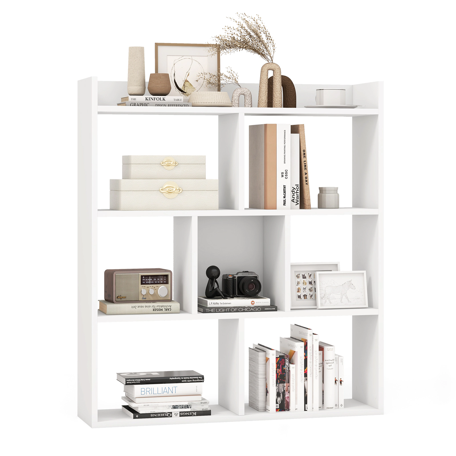 LJG 7 Cubes Open-Back Bookshelf with Anti-Toppling Devices