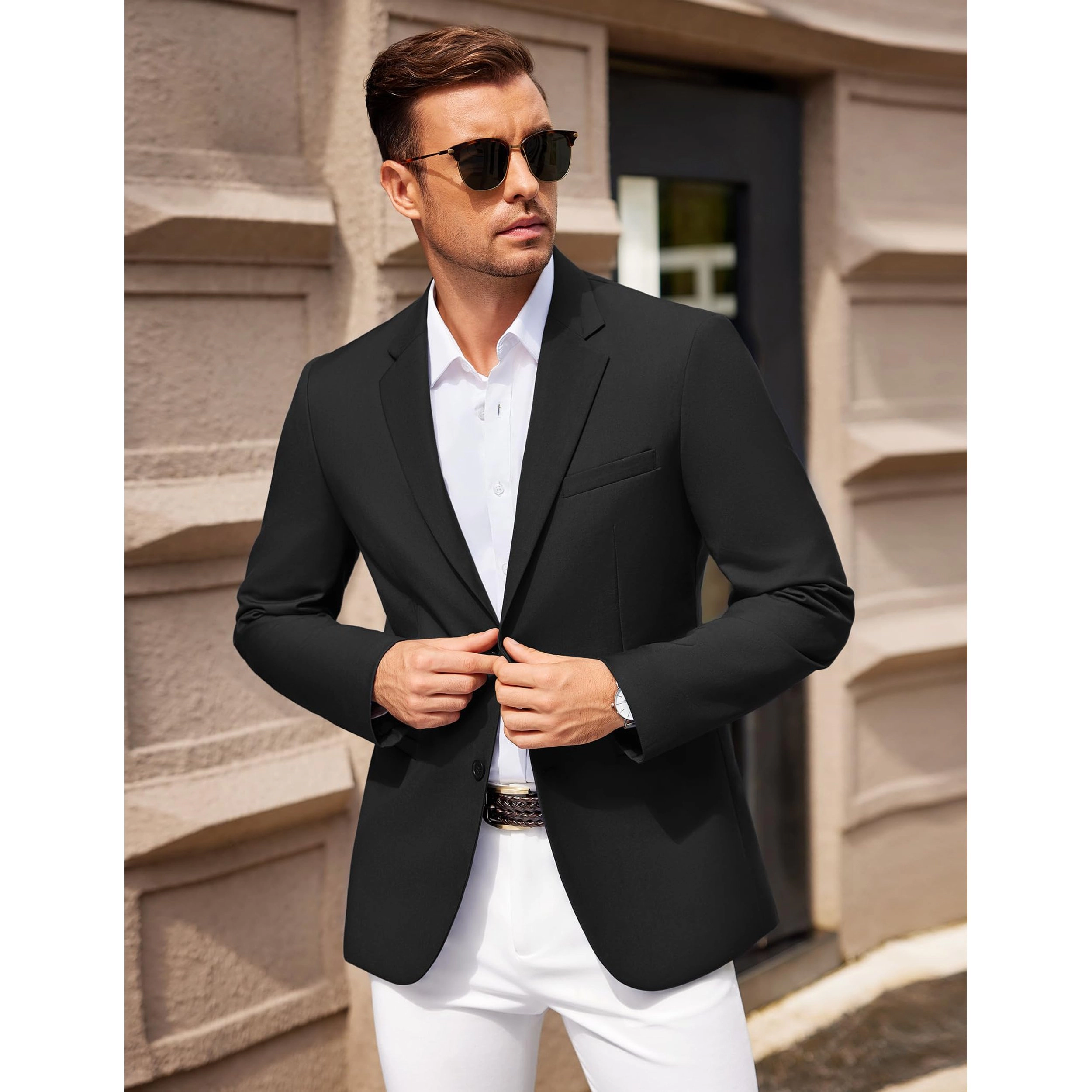 COOFANDY Men's Slim Fit Two Button Notch Lapel Casual Blazer Sport Coat Suit Jacket