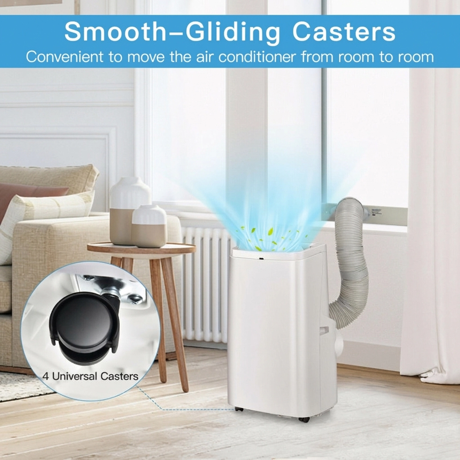 SUGIFT White 9000-BTU 3-in-1 Portable Air Conditioner with Dehumidifier and Remote 16.5-in W 14-in D 28.5-in H