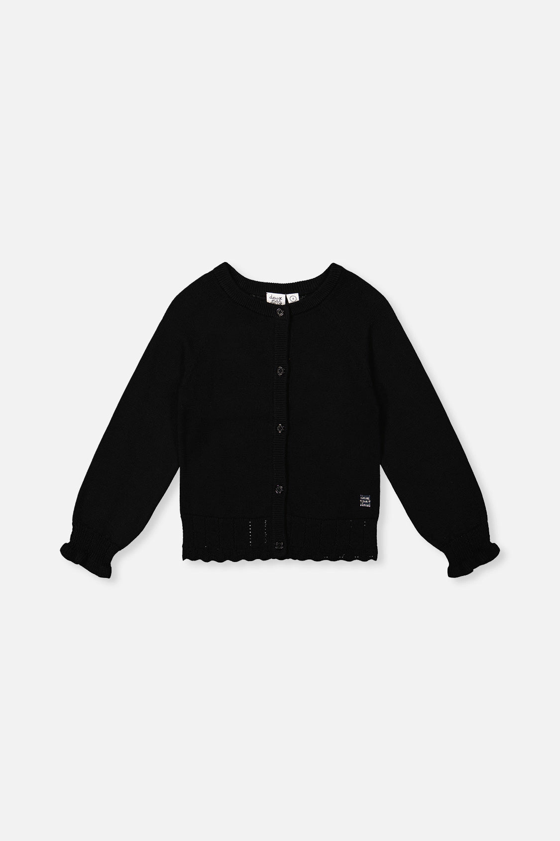 Deux par Girls Button-Front Scallop Ruffle Knit Cardigan